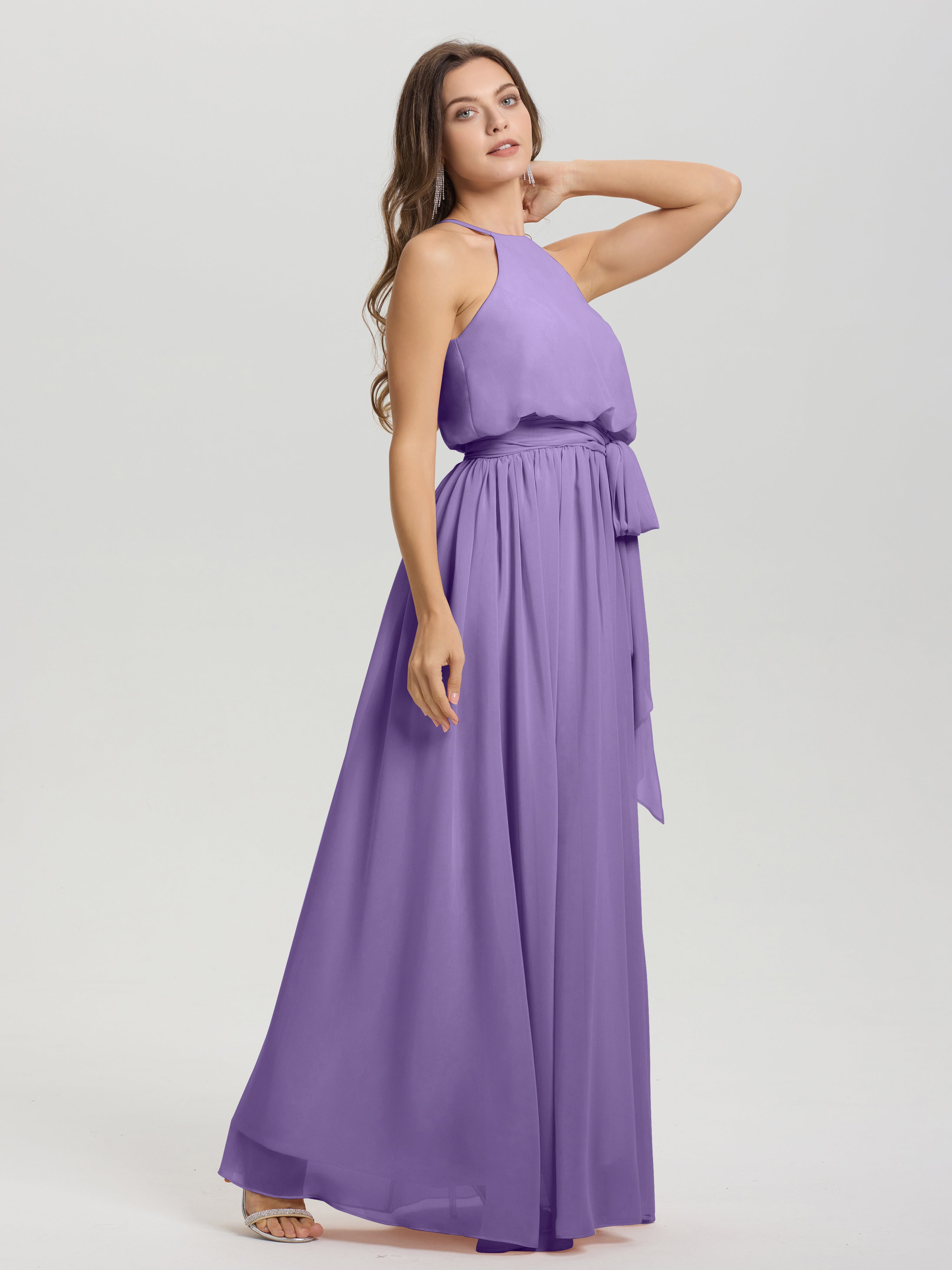 Robes De Demoiselle D'Honneur Tahiti Licou Trapèze Mousseline Robe Demoiselle D'Honneur