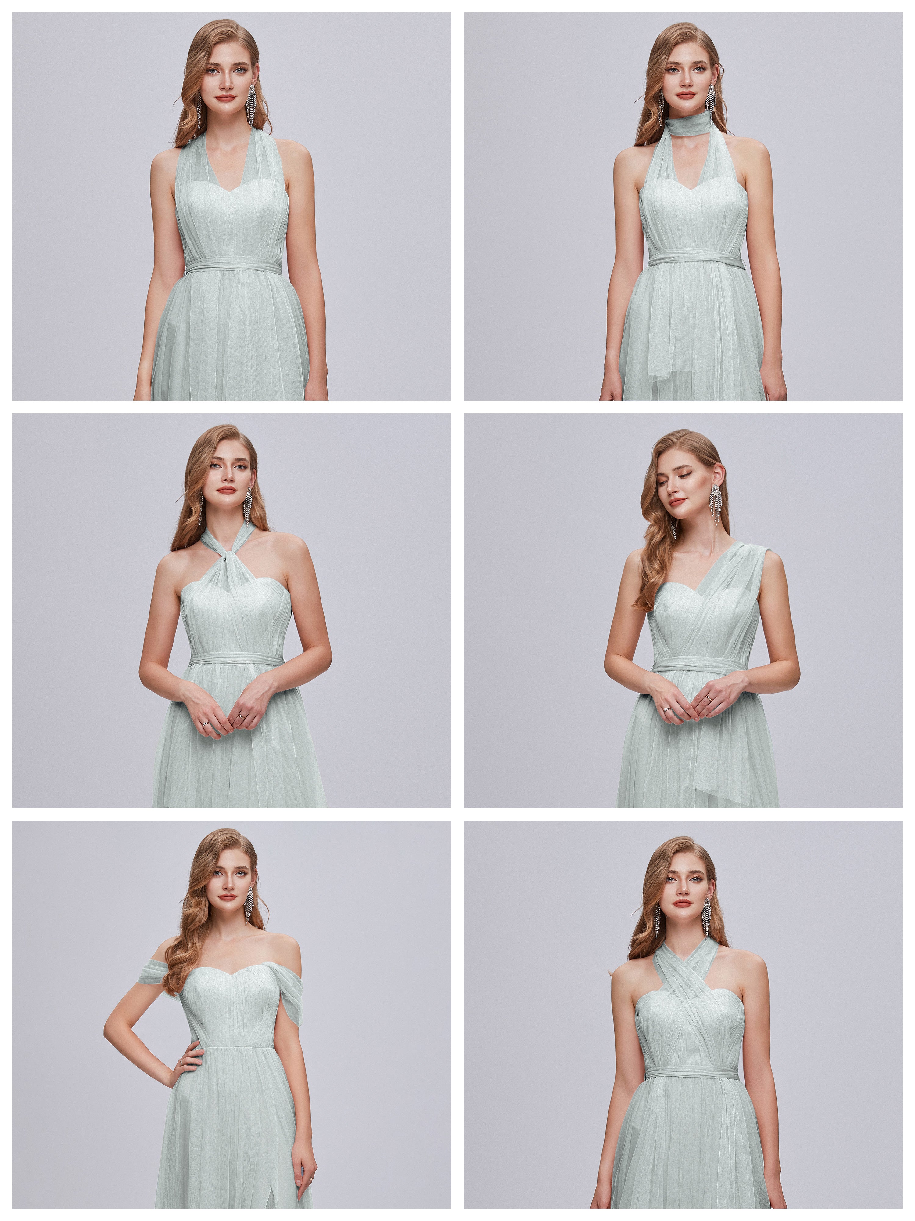 Robes De Demoiselle D'Honneur Celadon Grande Taille Dos En V Manches Courtes Mousseline