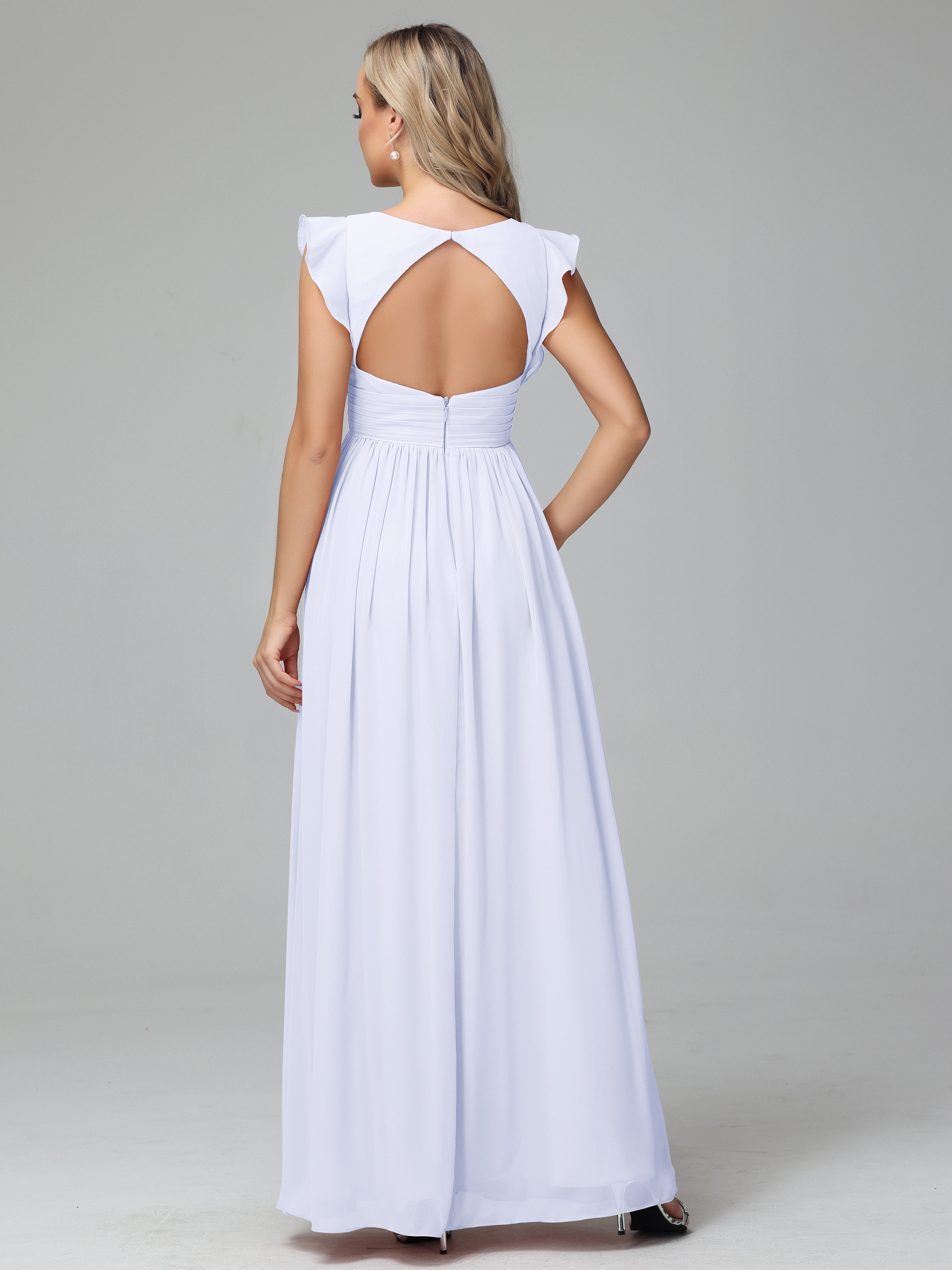 Robes De Demoiselle D'Honneur Lavande Trapèze Mousseline Longue Robes Demoiselle D'Honneur