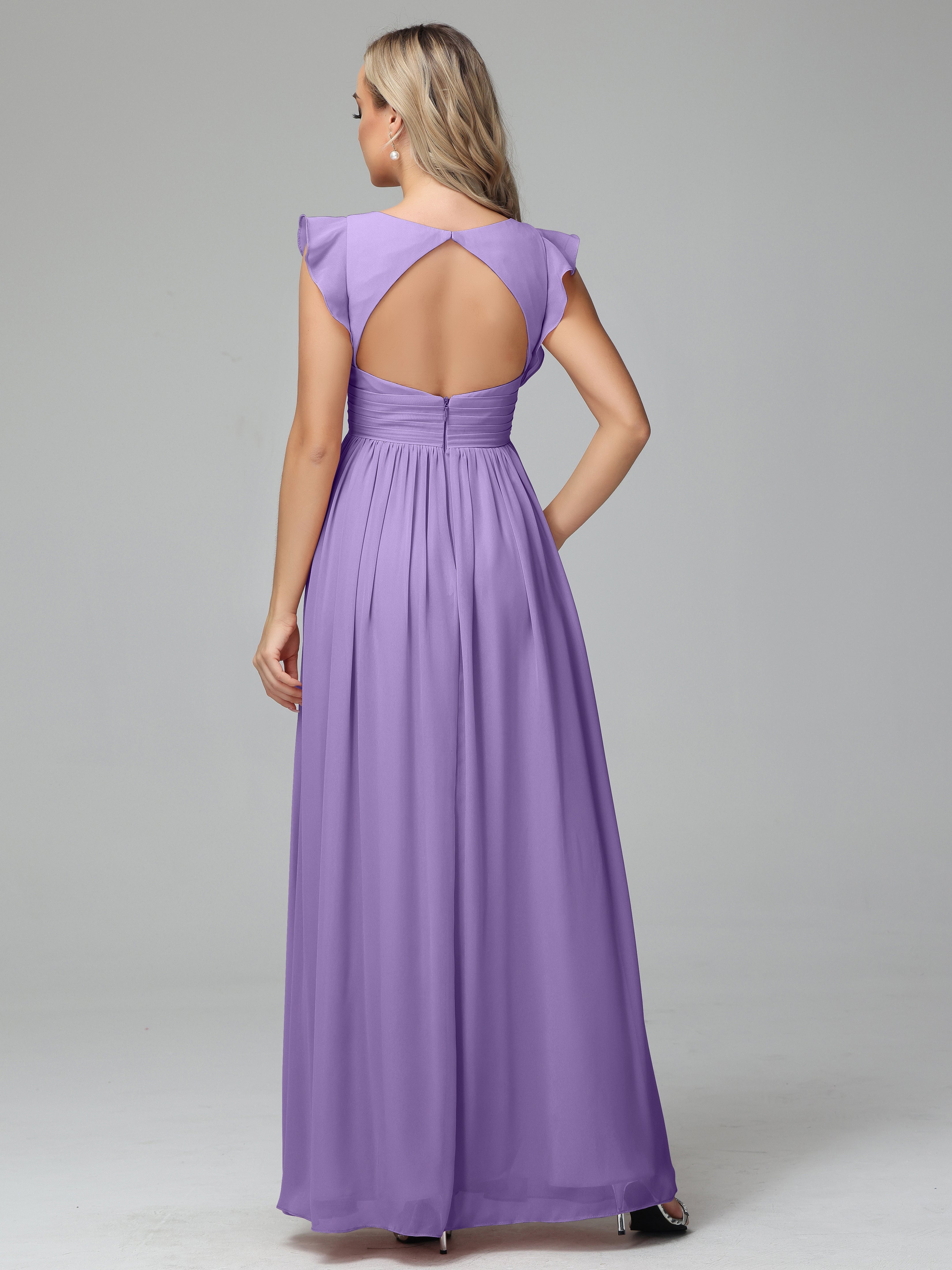 Robes De Demoiselle D'Honneur Tahiti Trapèze Mousseline Longue Robes Demoiselle D'Honneur
