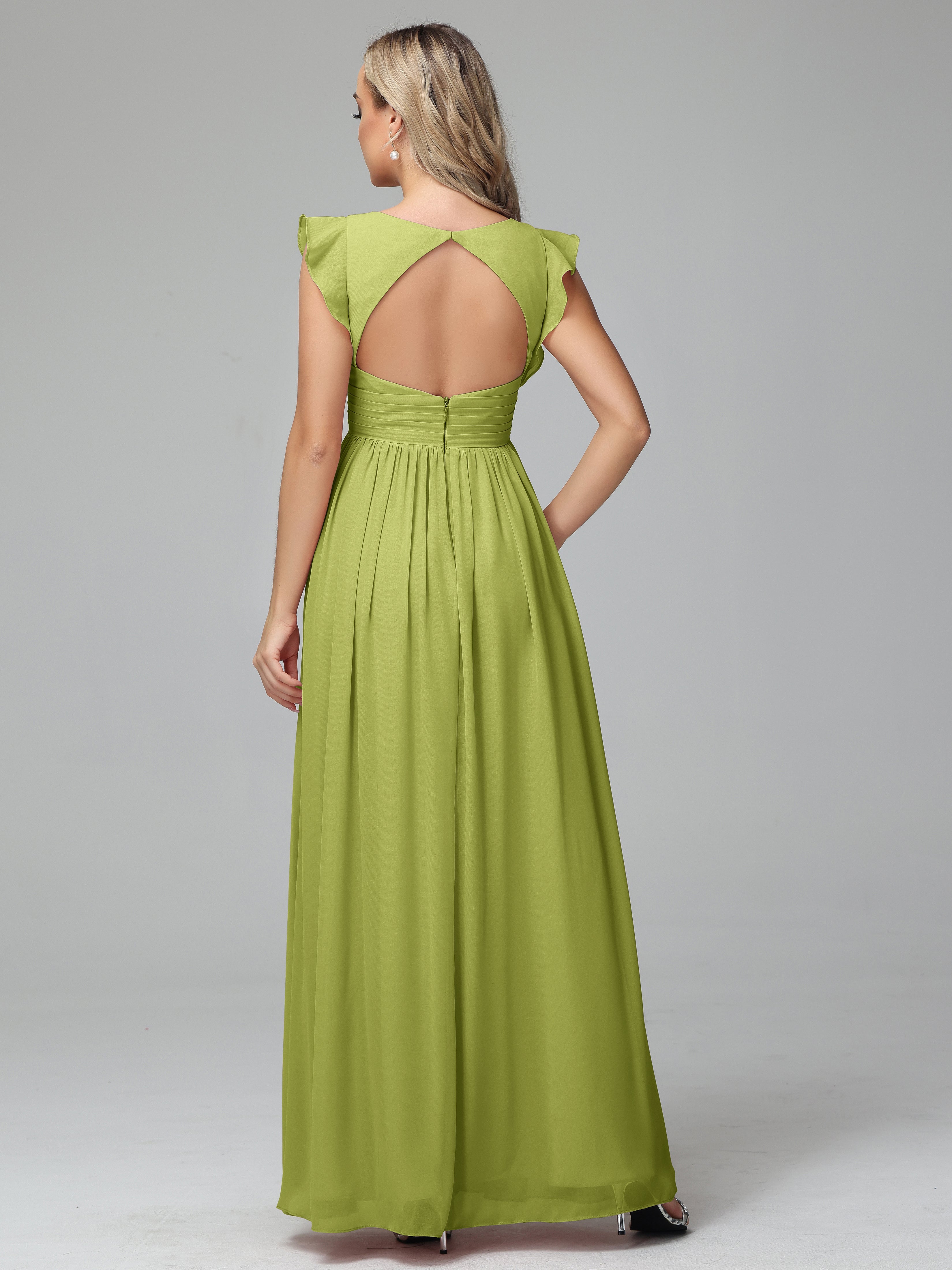 Robes De Demoiselle D'Honneur Trèfle Trapèze Mousseline Longue Robes Demoiselle D'Honneur