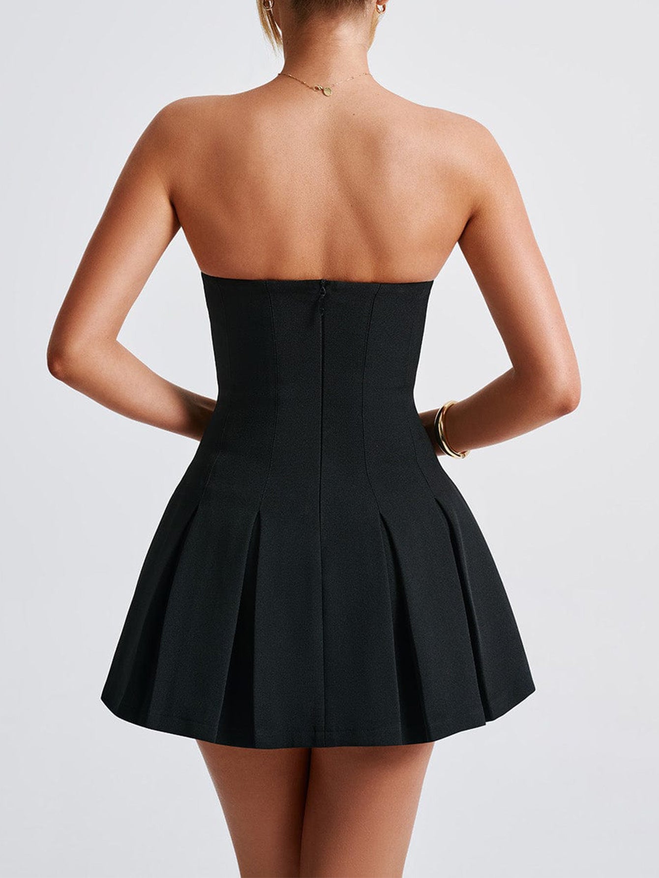 Robe Invitée Mariage Noir Mini Sans Bretelles