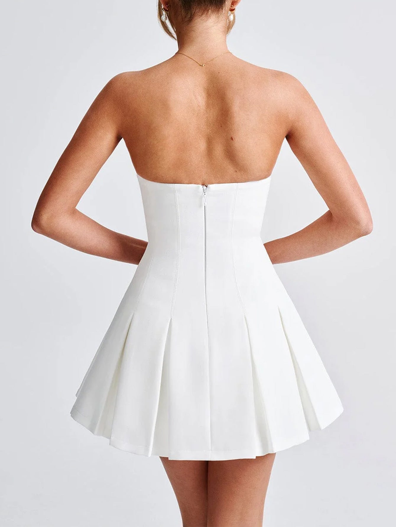 Robe Invitée Mariage Blanche Mini Sans Bretelles