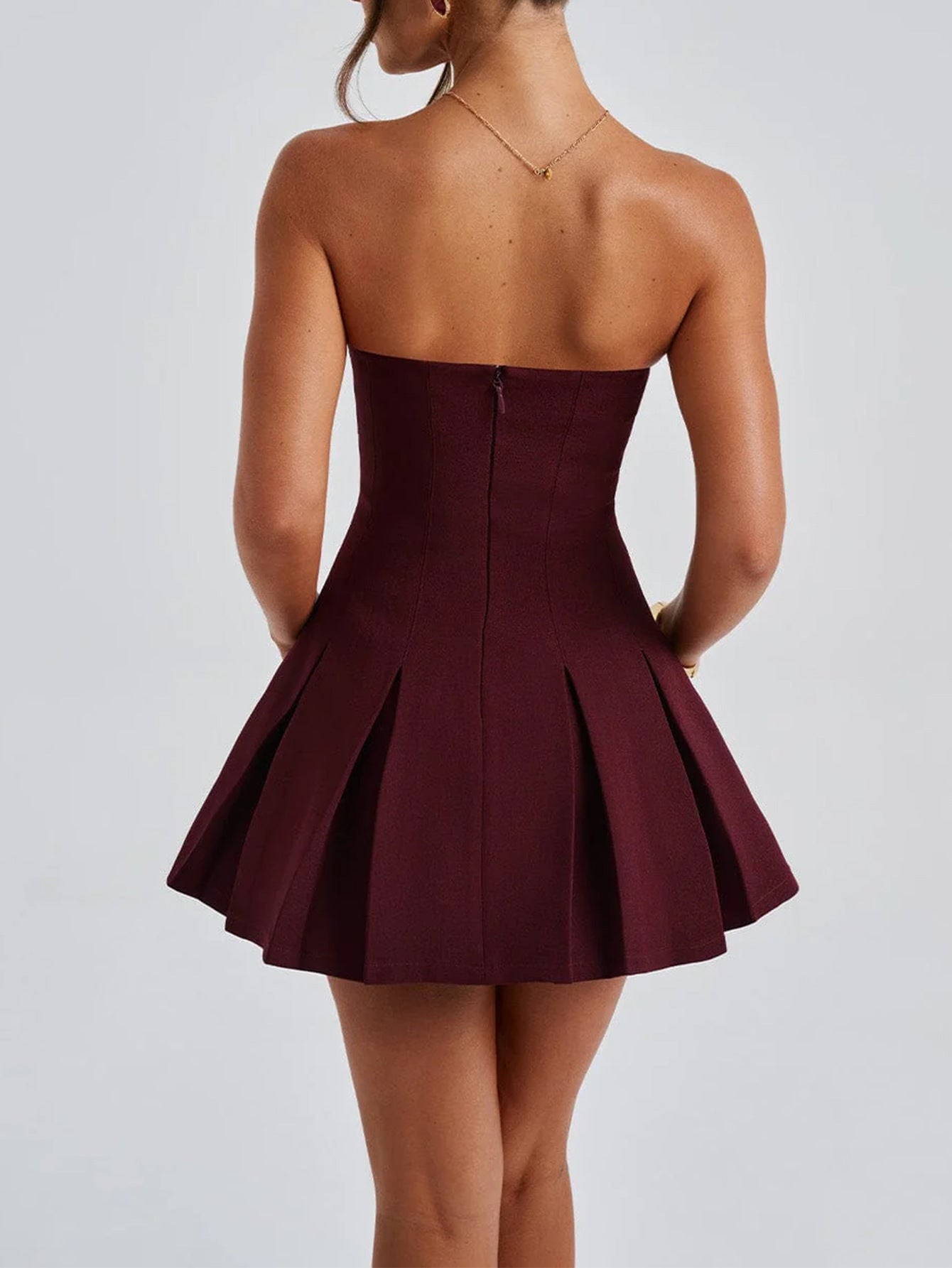 Robe Invitée Mariage BORDEAUX Mini Sans Bretelles