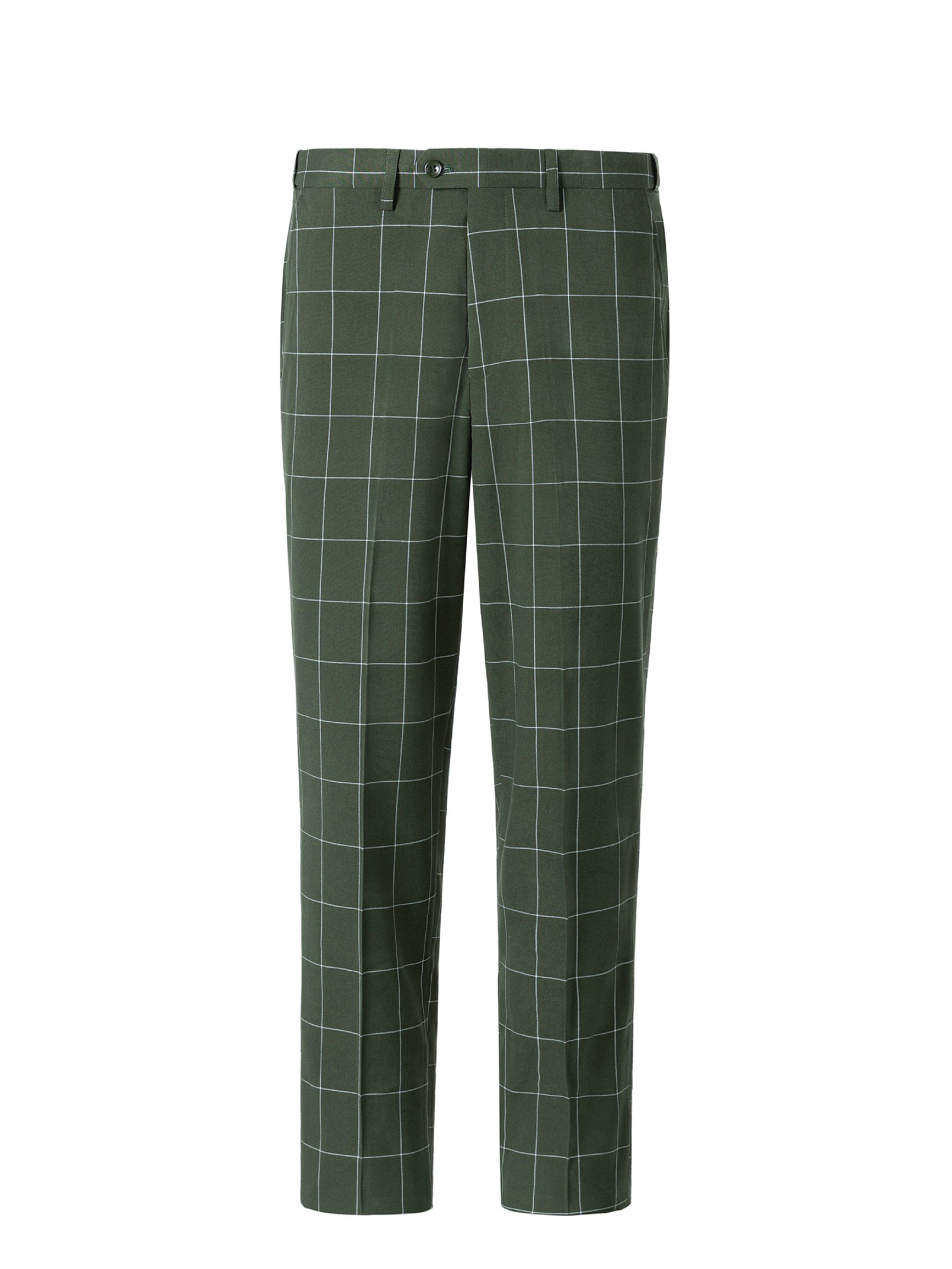 Costume Homme 3 Pièces en VERT_OLIVE à Carreaux Cérémonie Mariage & Affaires Taille Slim