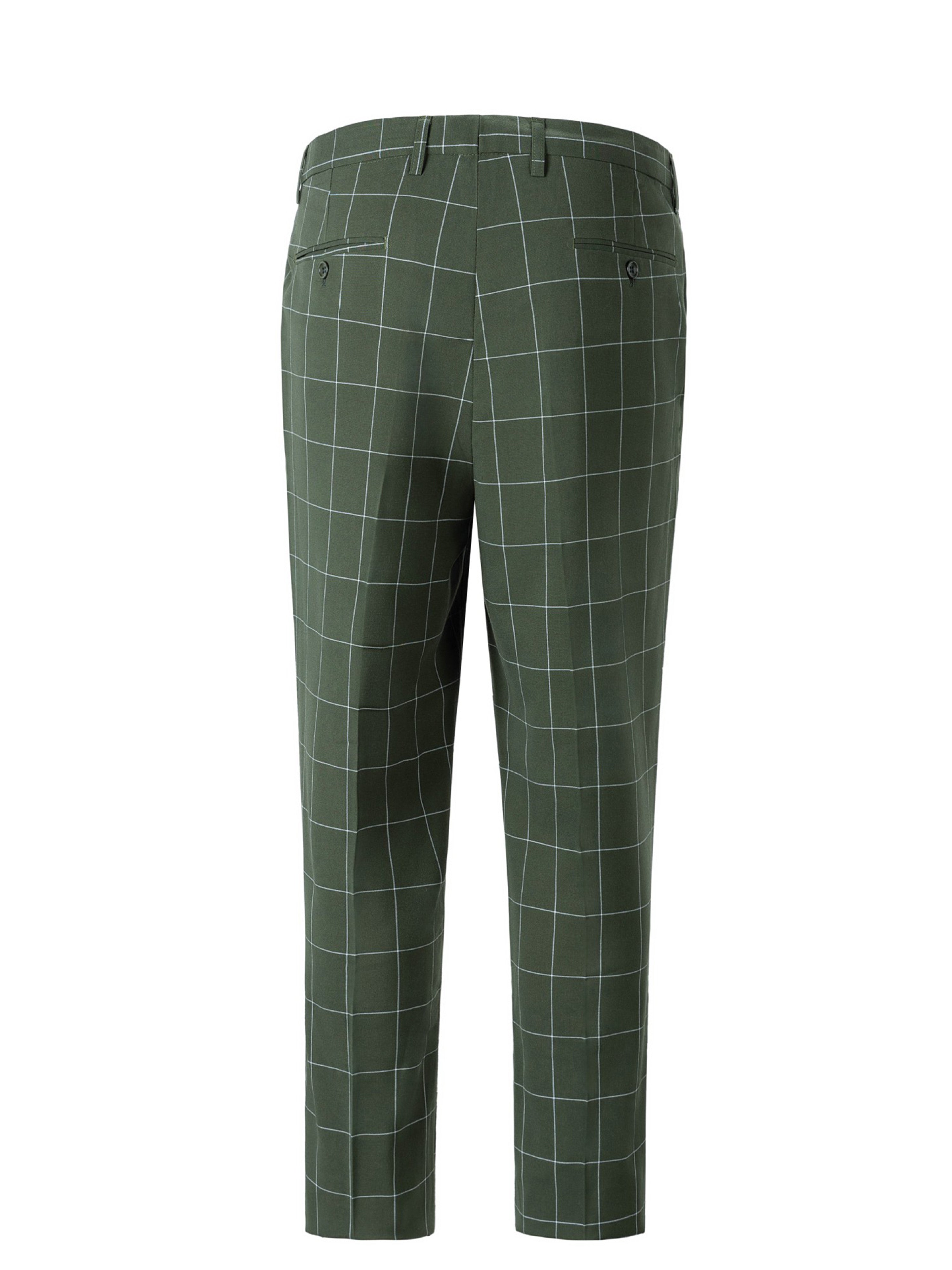 Costume Homme 3 Pièces en VERT_OLIVE à Carreaux Cérémonie Mariage & Affaires Taille Slim