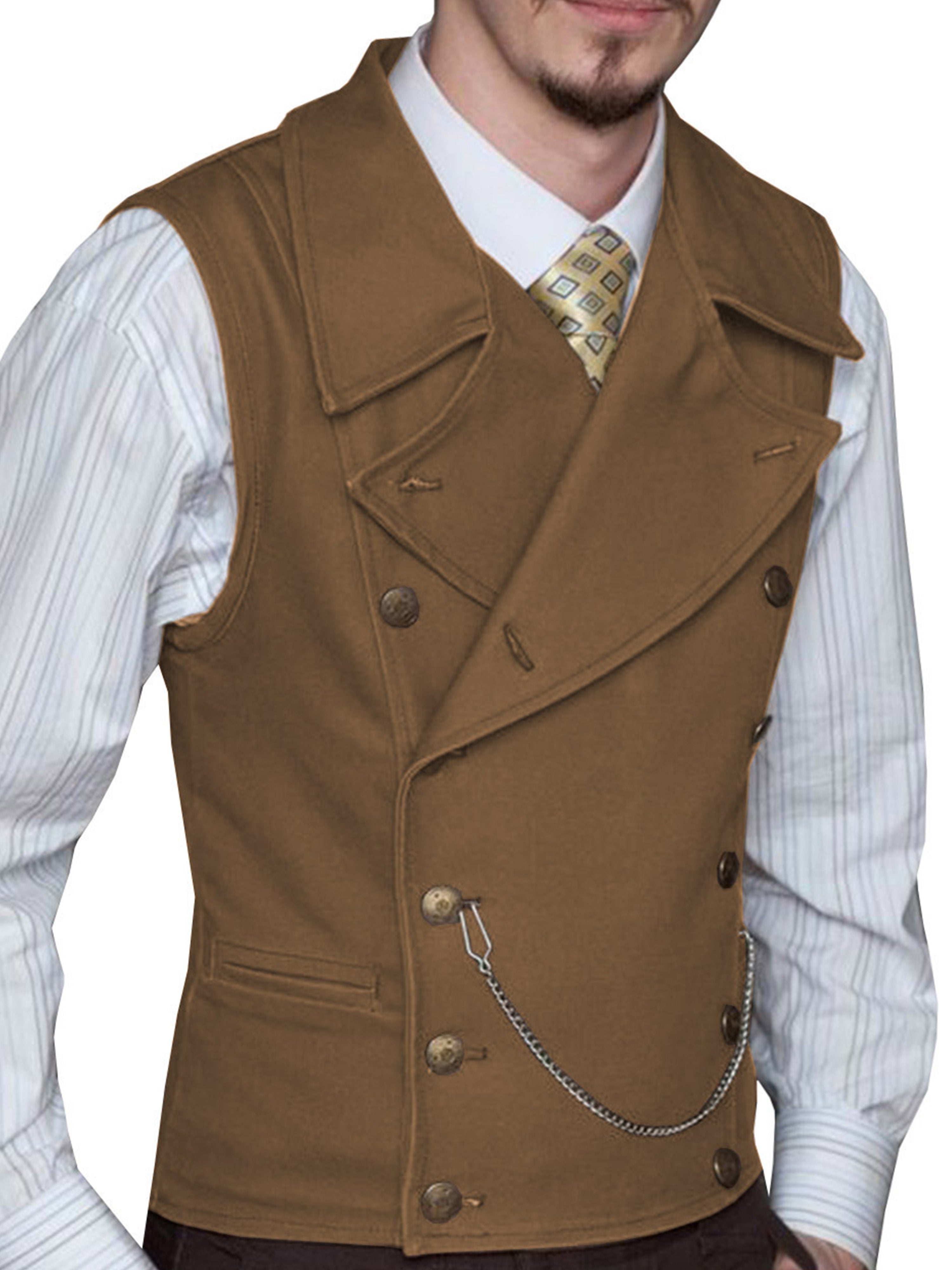 Gilet Double-Épaule en Daim en BRUN pour Homme Élégance Texturée et Coupe Adjustée