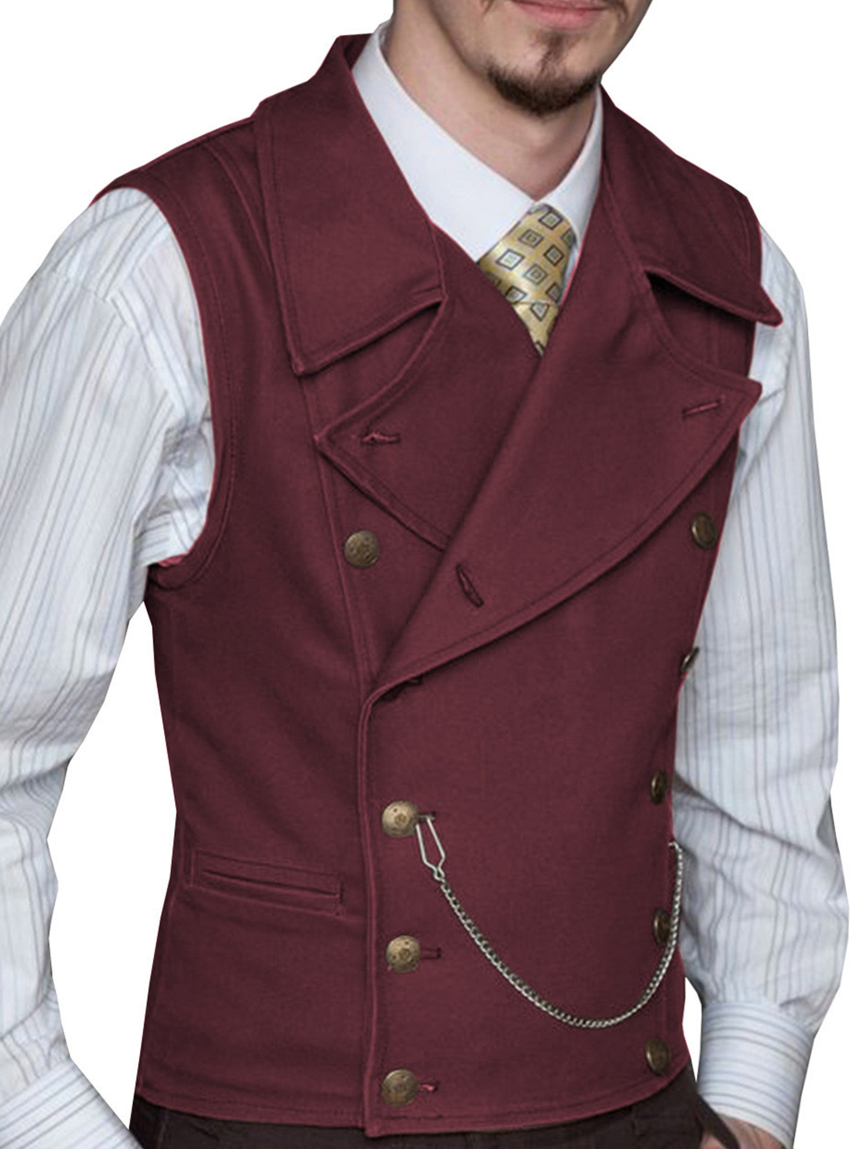 Gilet Double-Épaule en Daim en BORDEAUX pour Homme Élégance Texturée et Coupe Adjustée