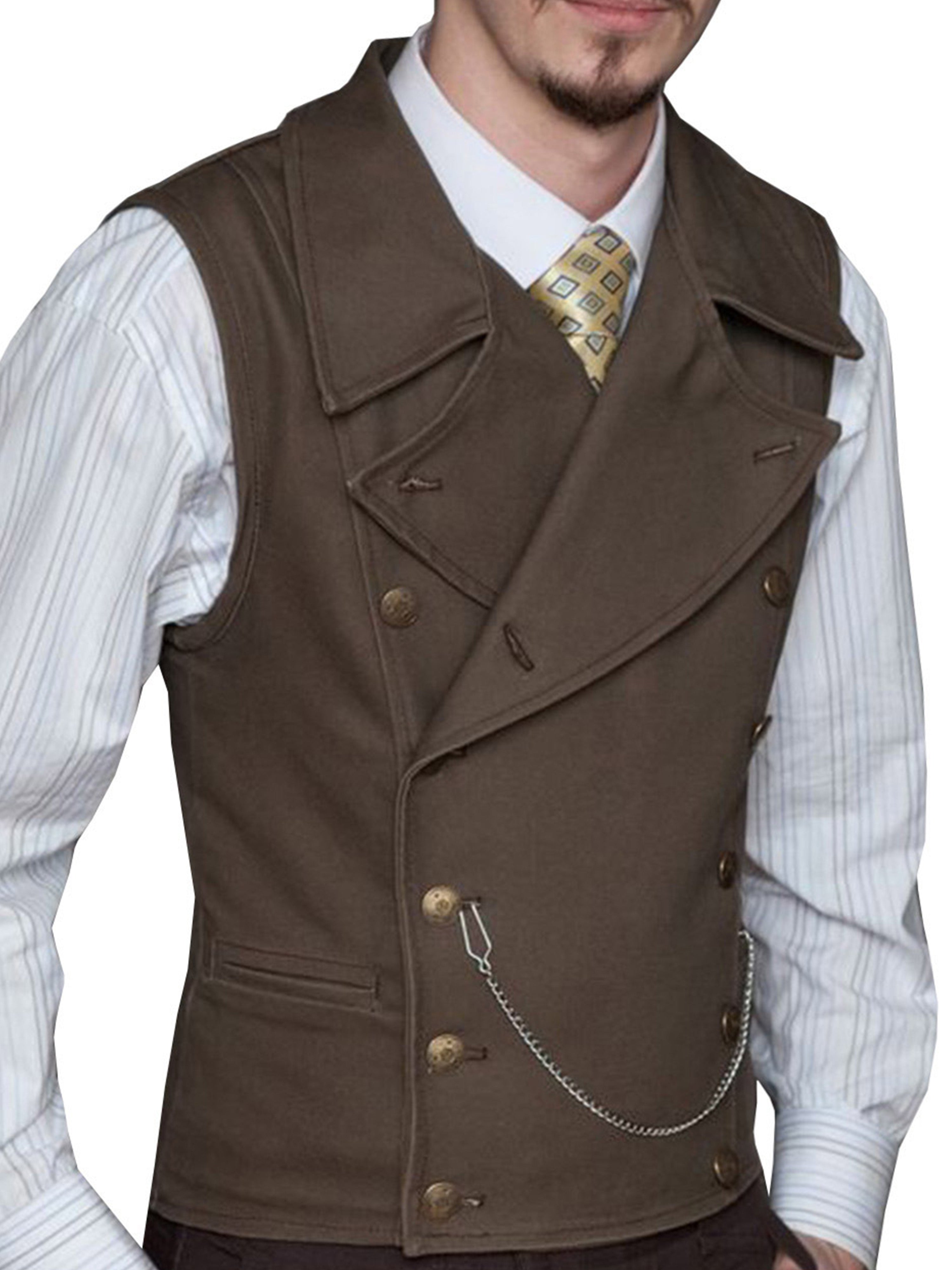 Gilet Double-Épaule en Daim en CAFE pour Homme Élégance Texturée et Coupe Adjustée