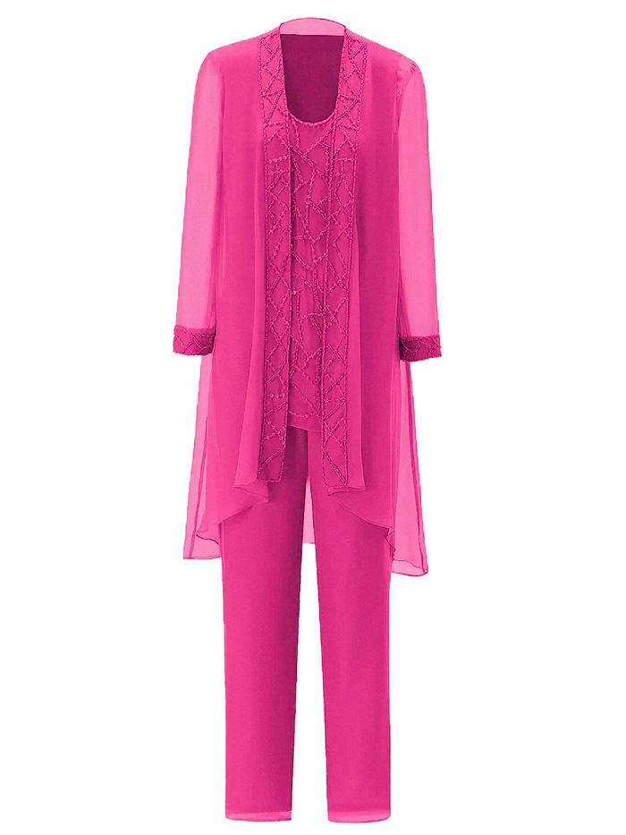 Manches Longues Mousseline Robe Mère de la Mariée Pantalons Costumes