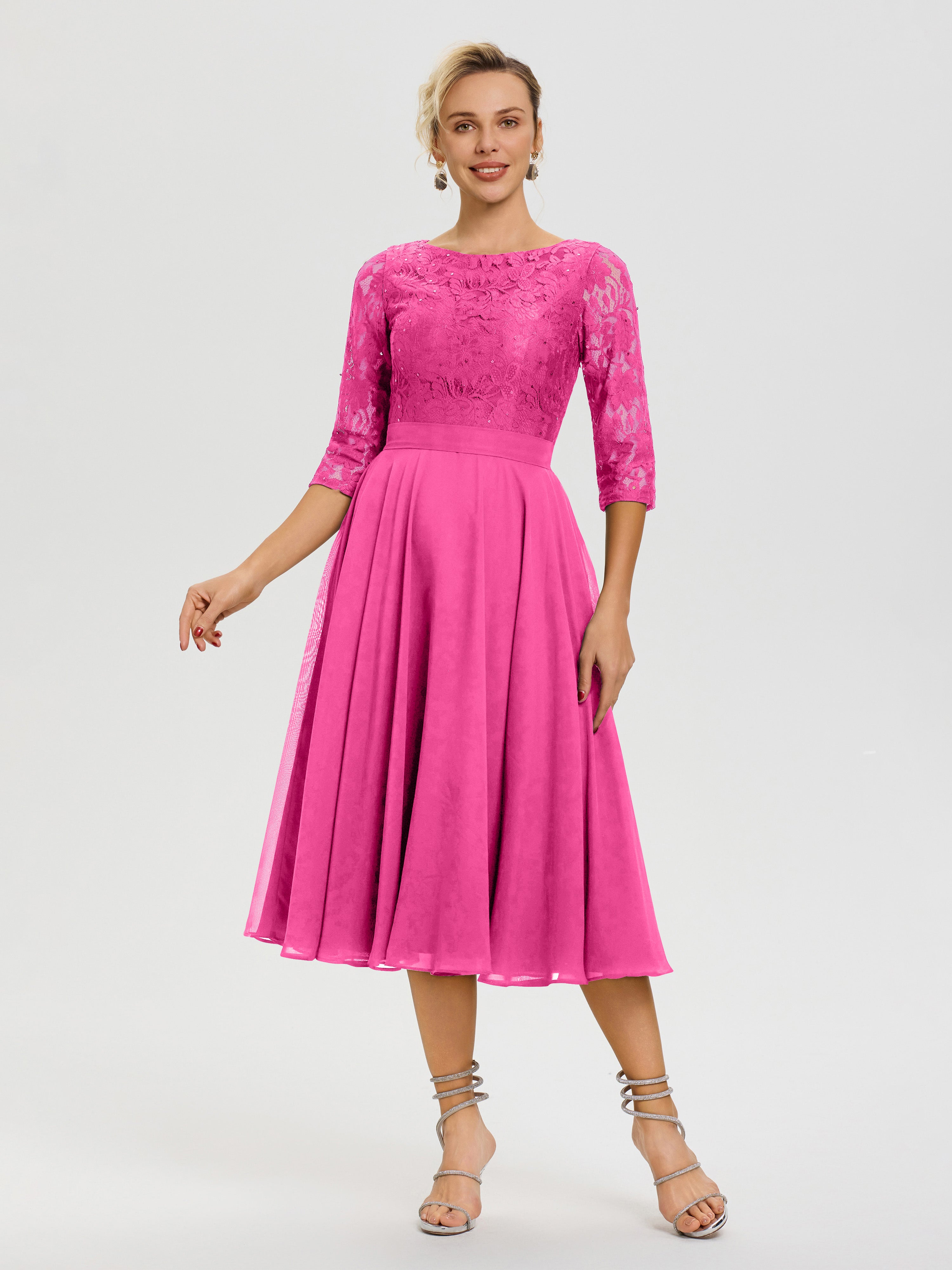 Robe Mere Dela Mariee Azalée Col Rond Mousseline & Dentelle Robe Mère De La Mariée