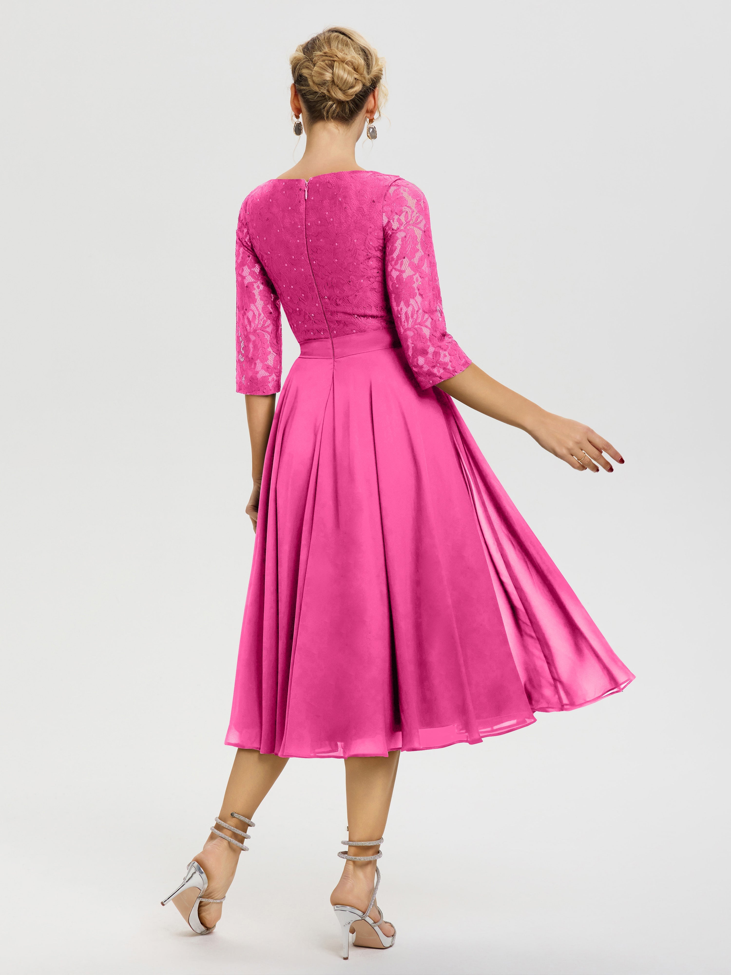 Robe Mere Dela Mariee Azalée Col Rond Mousseline & Dentelle Robe Mère De La Mariée