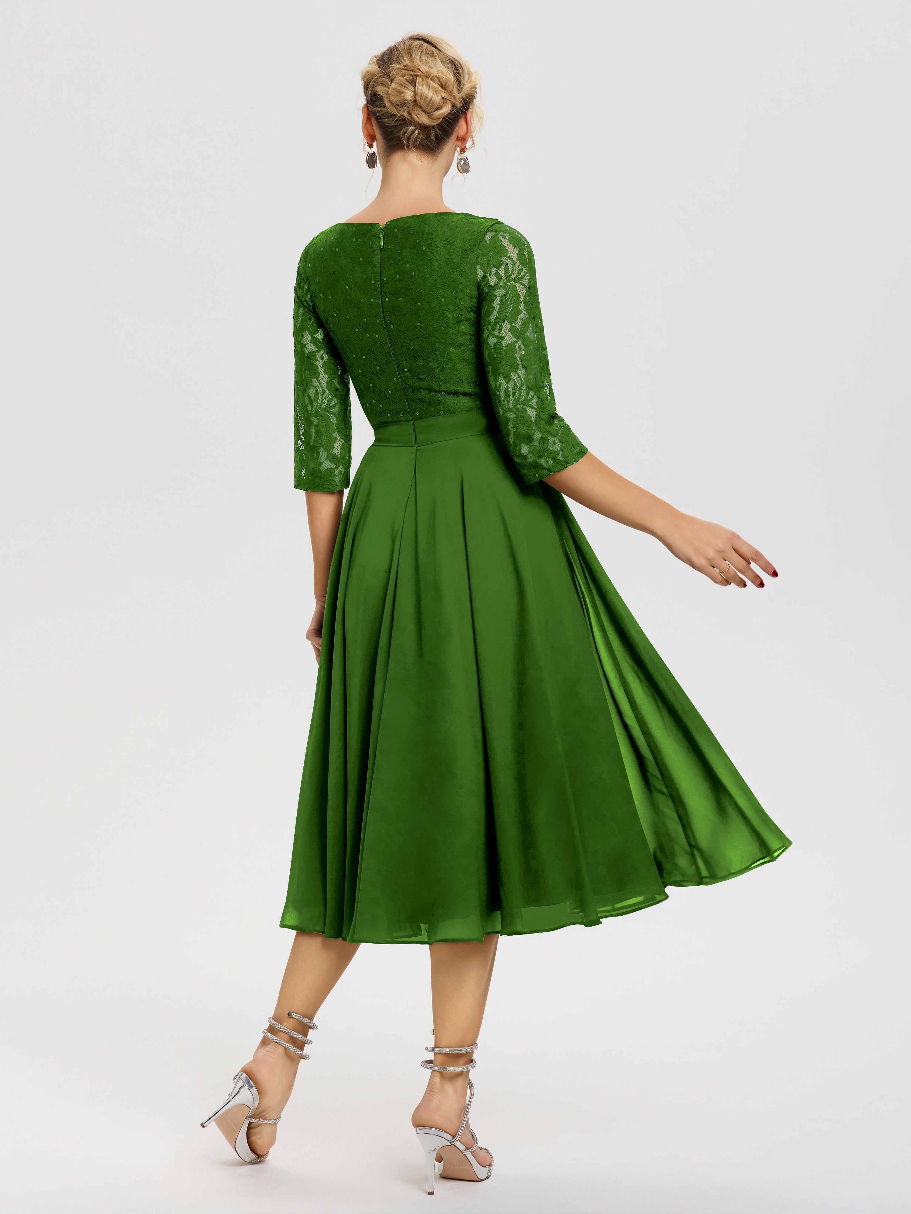 Robe De La Mère Du Marié Mousse Col Rond Mousseline & Dentelle Robe Mère De La Mariée