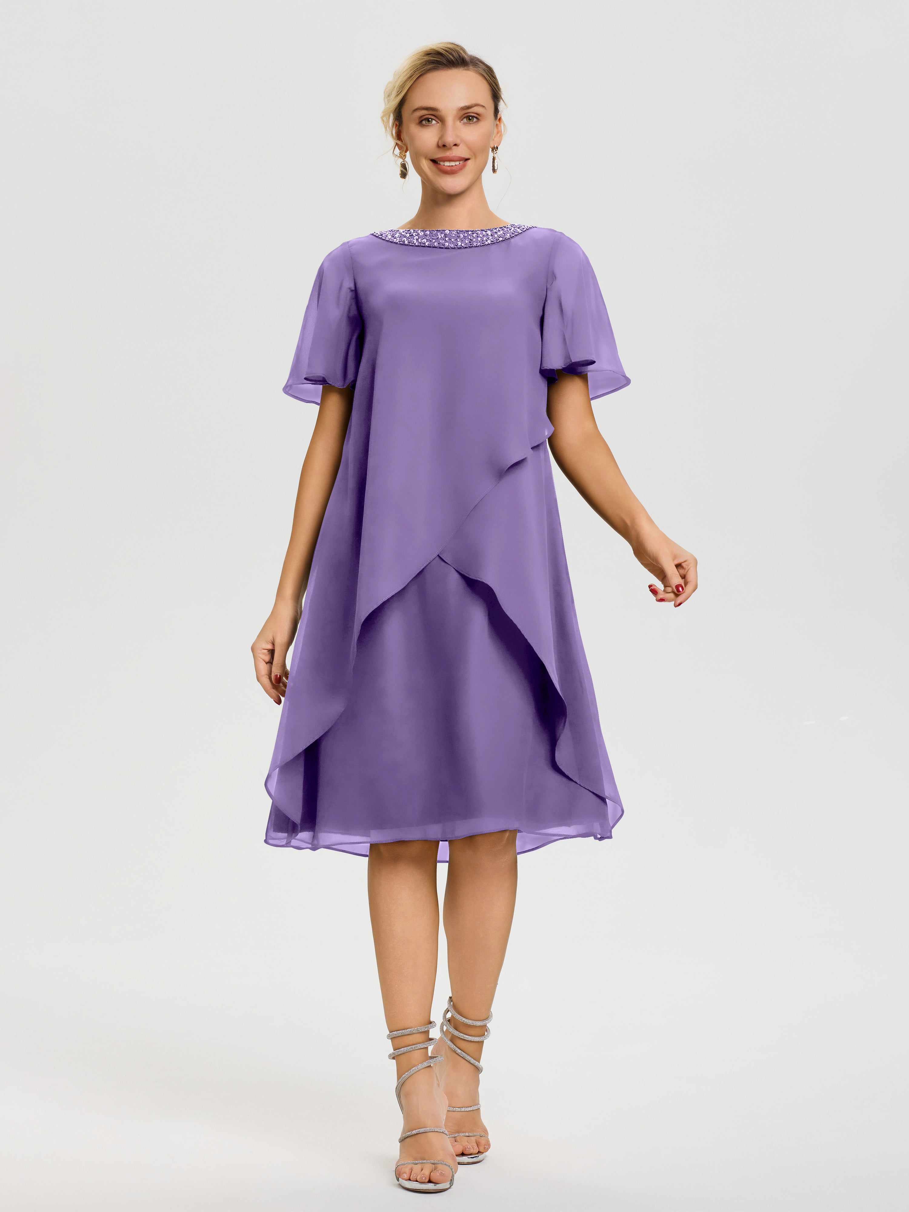 Robe Mère Marié Tahiti Col Rond Mancherons Mousseline Robe Mariage Mère Du Marié
