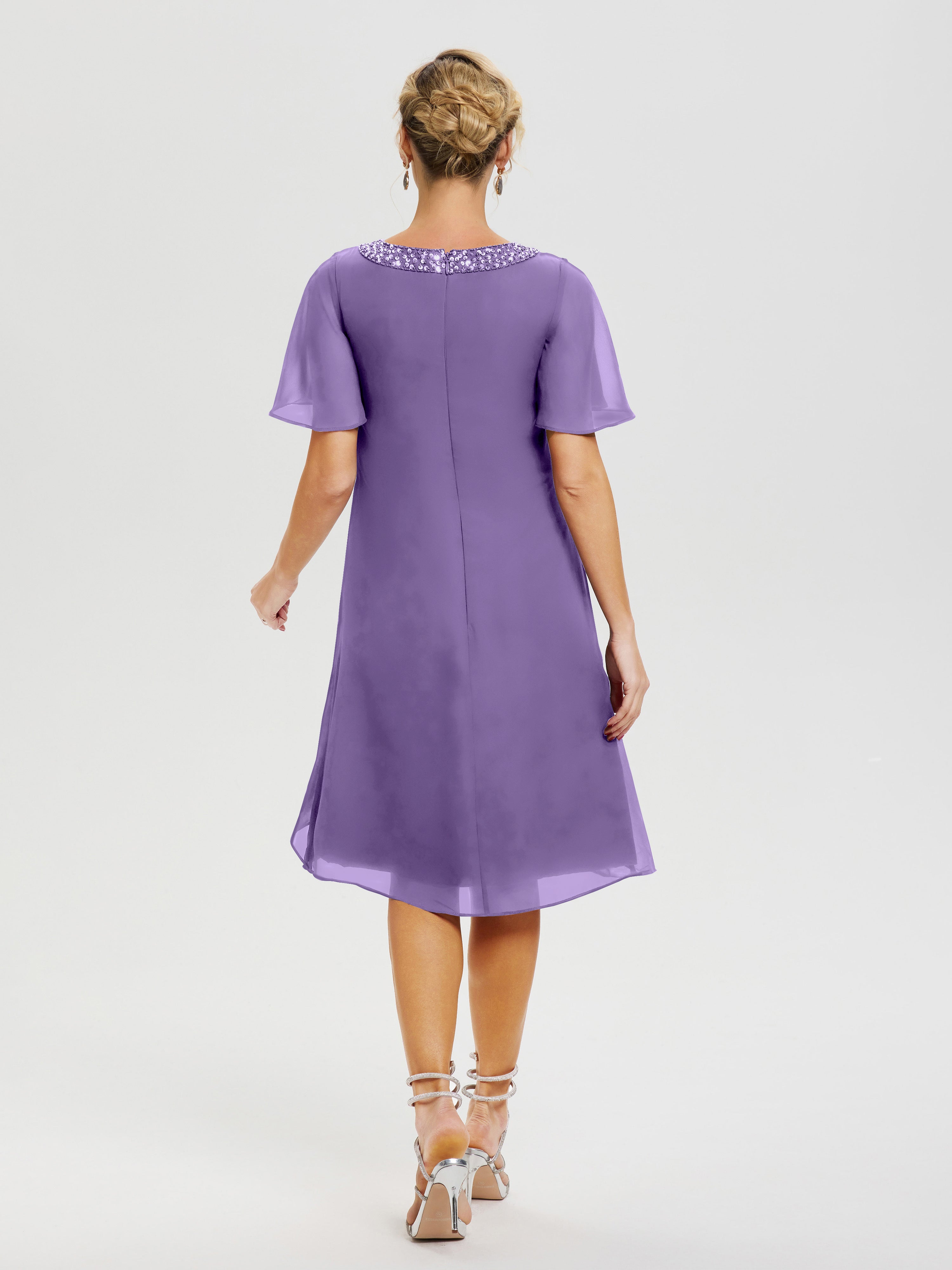 Robe Mère Marié Tahiti Col Rond Mancherons Mousseline Robe Mariage Mère Du Marié