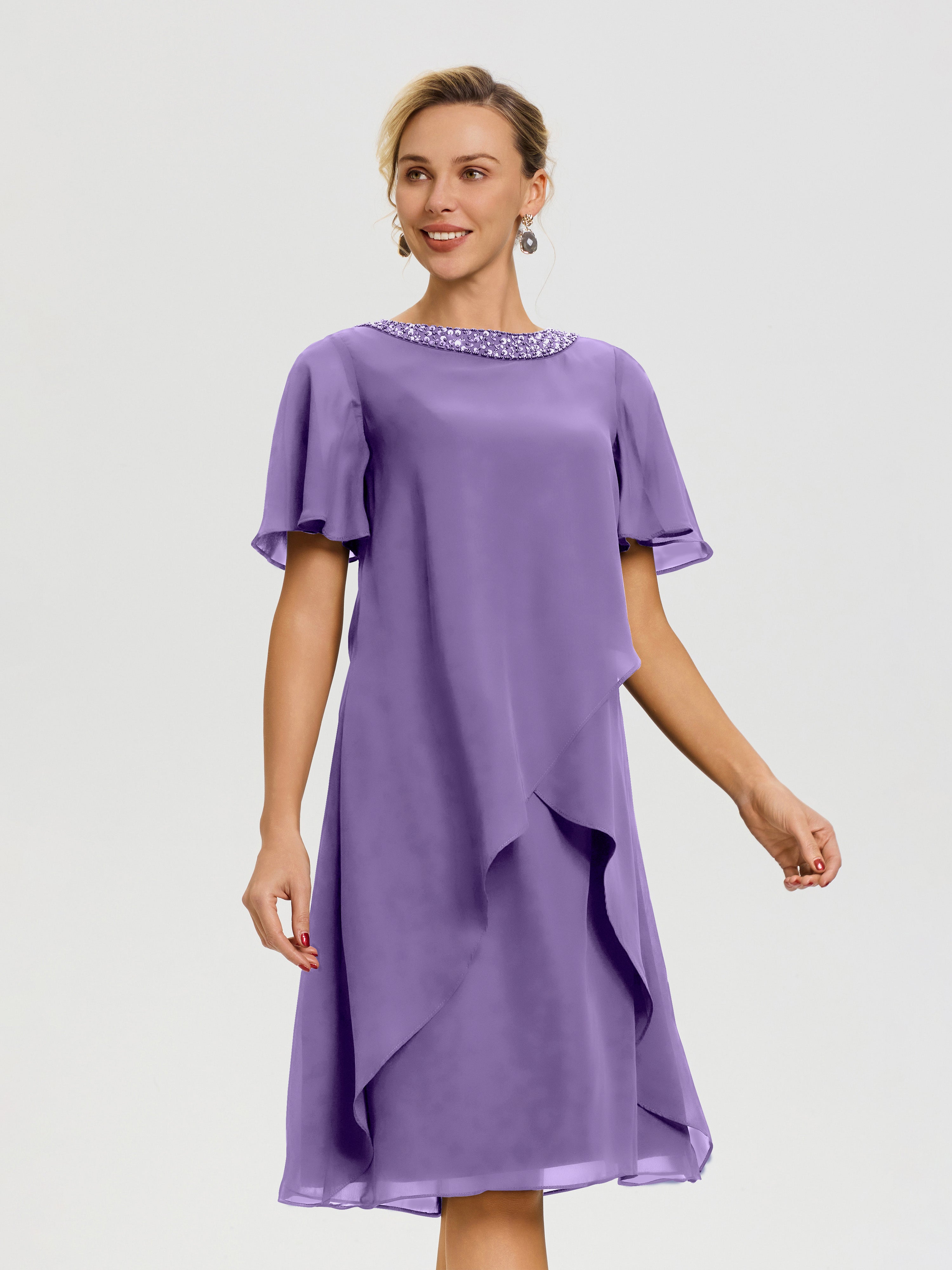 Robe Mère Marié Tahiti Col Rond Mancherons Mousseline Robe Mariage Mère Du Marié