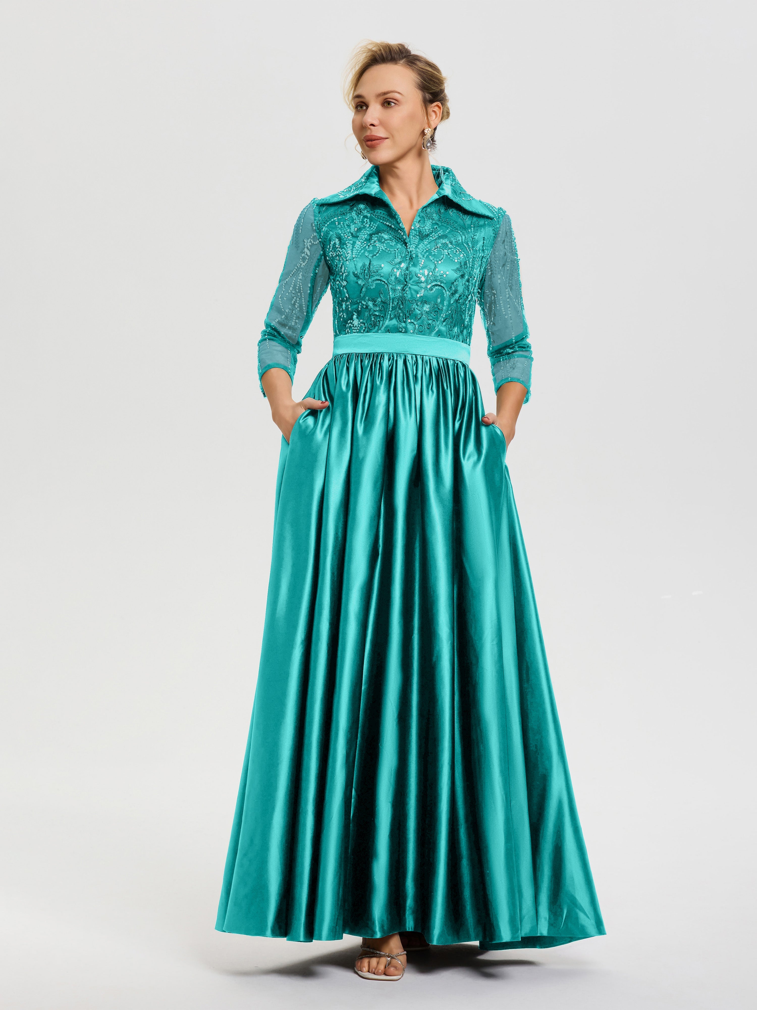 Robe De Mère De Mariée Ivoire Col V Satin & Dentelle Robe Mariage Mère De La Mariée