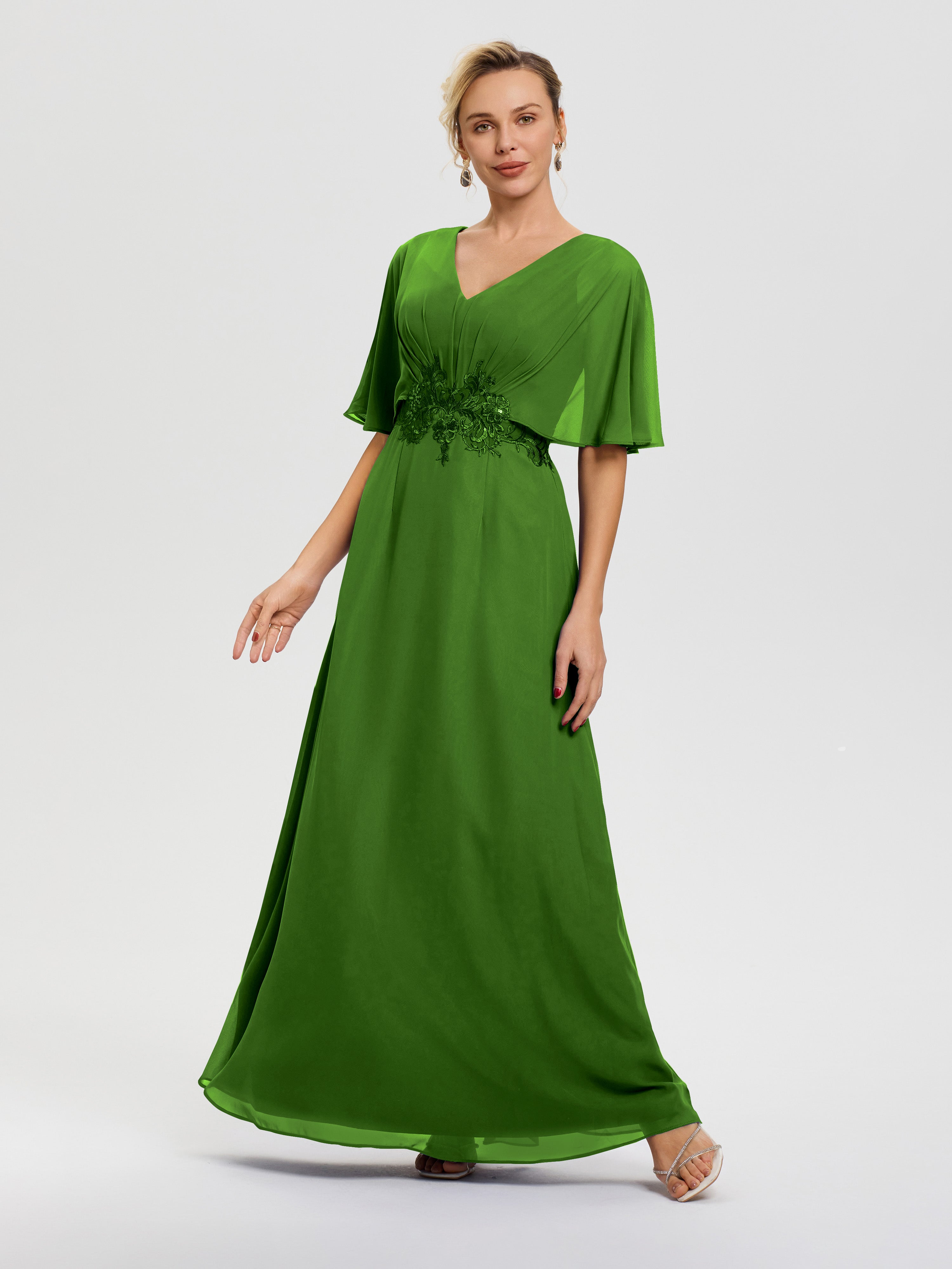 Robe Mariage Mère De La Mariée Mousse Mousseline & Dentelle Col V Robe Mère De La Mariée