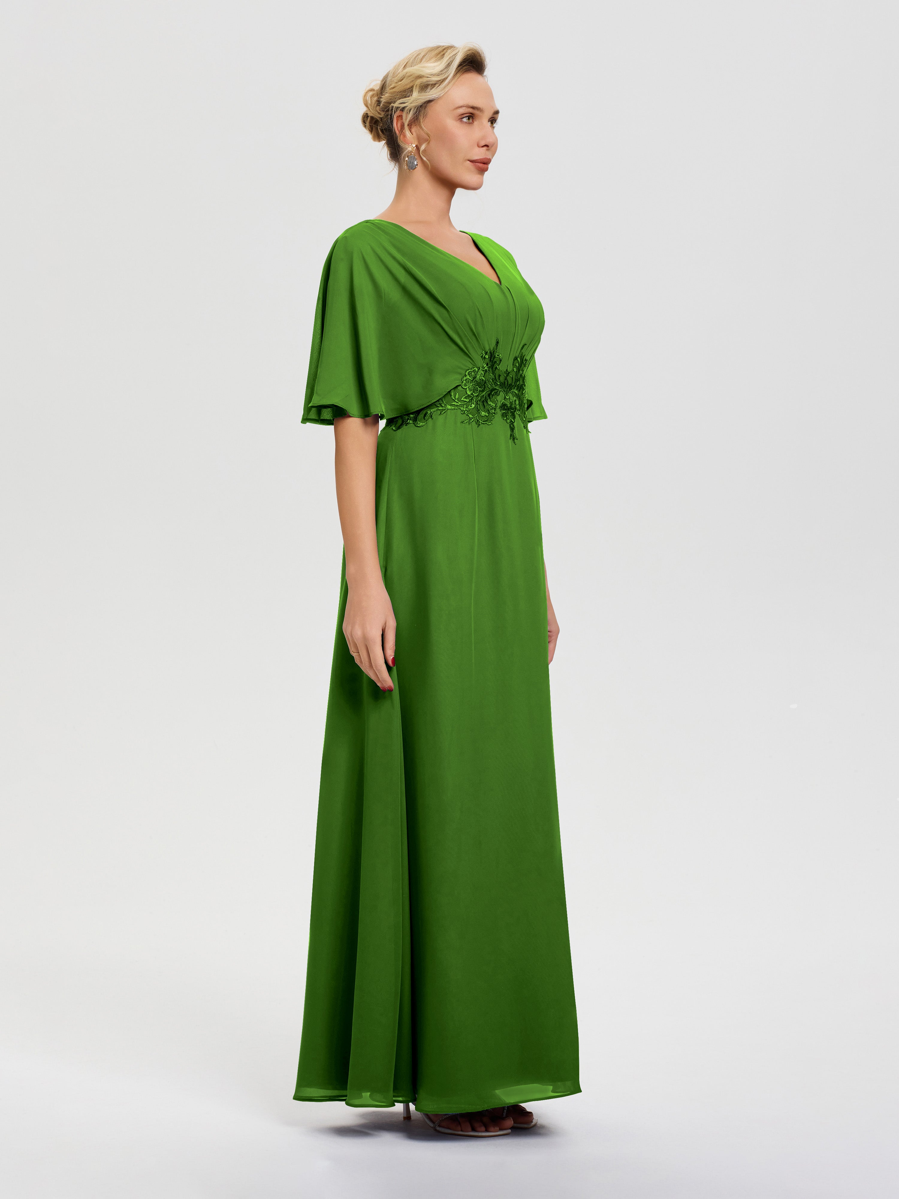 Robe Mariage Mère De La Mariée Mousse Mousseline & Dentelle Col V Robe Mère De La Mariée