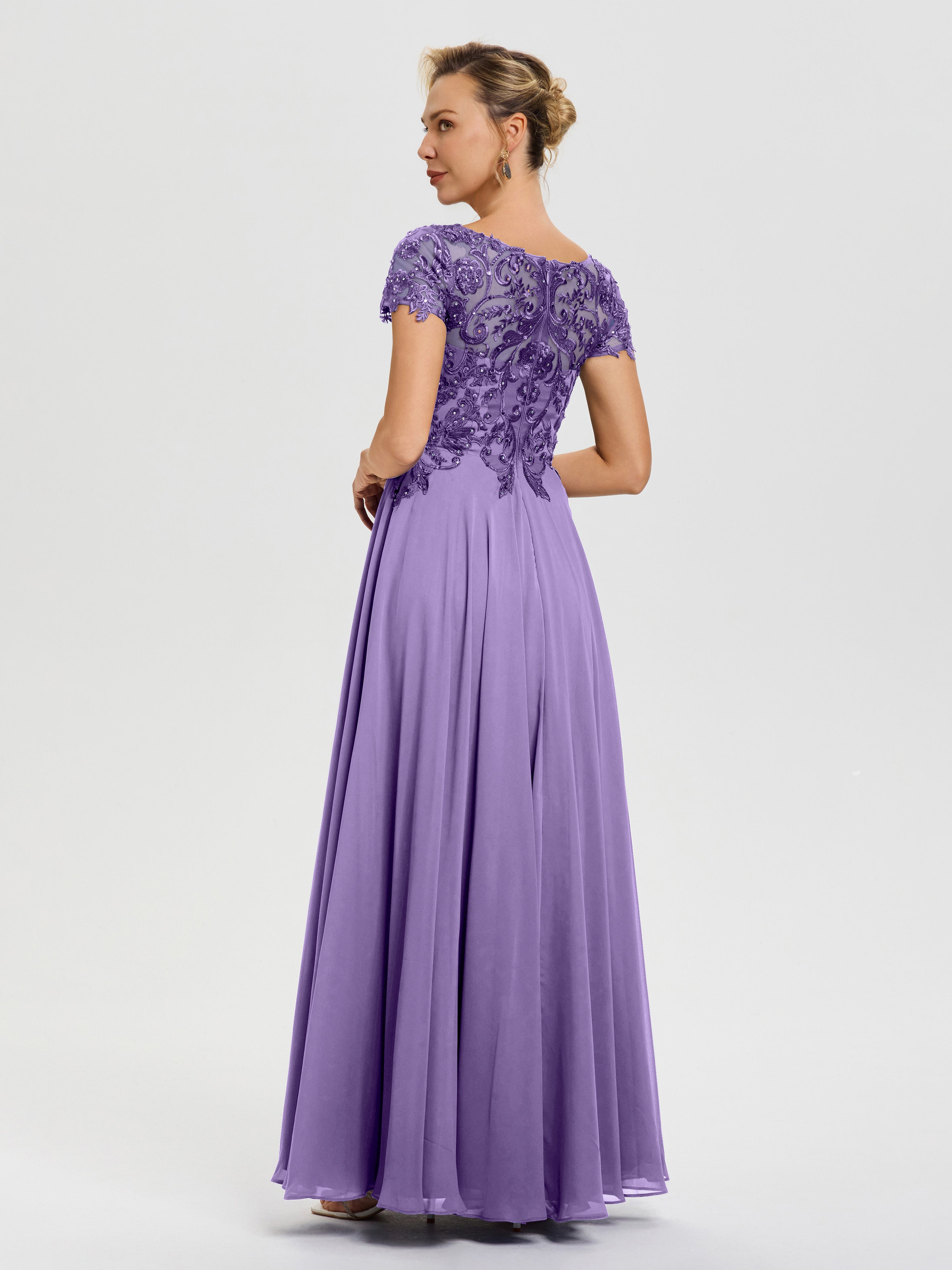 Robes Pour La Mère De La Mariée Tahiti Col V Mousseline & Dentelle Robe Mère De La Mariée Moderne