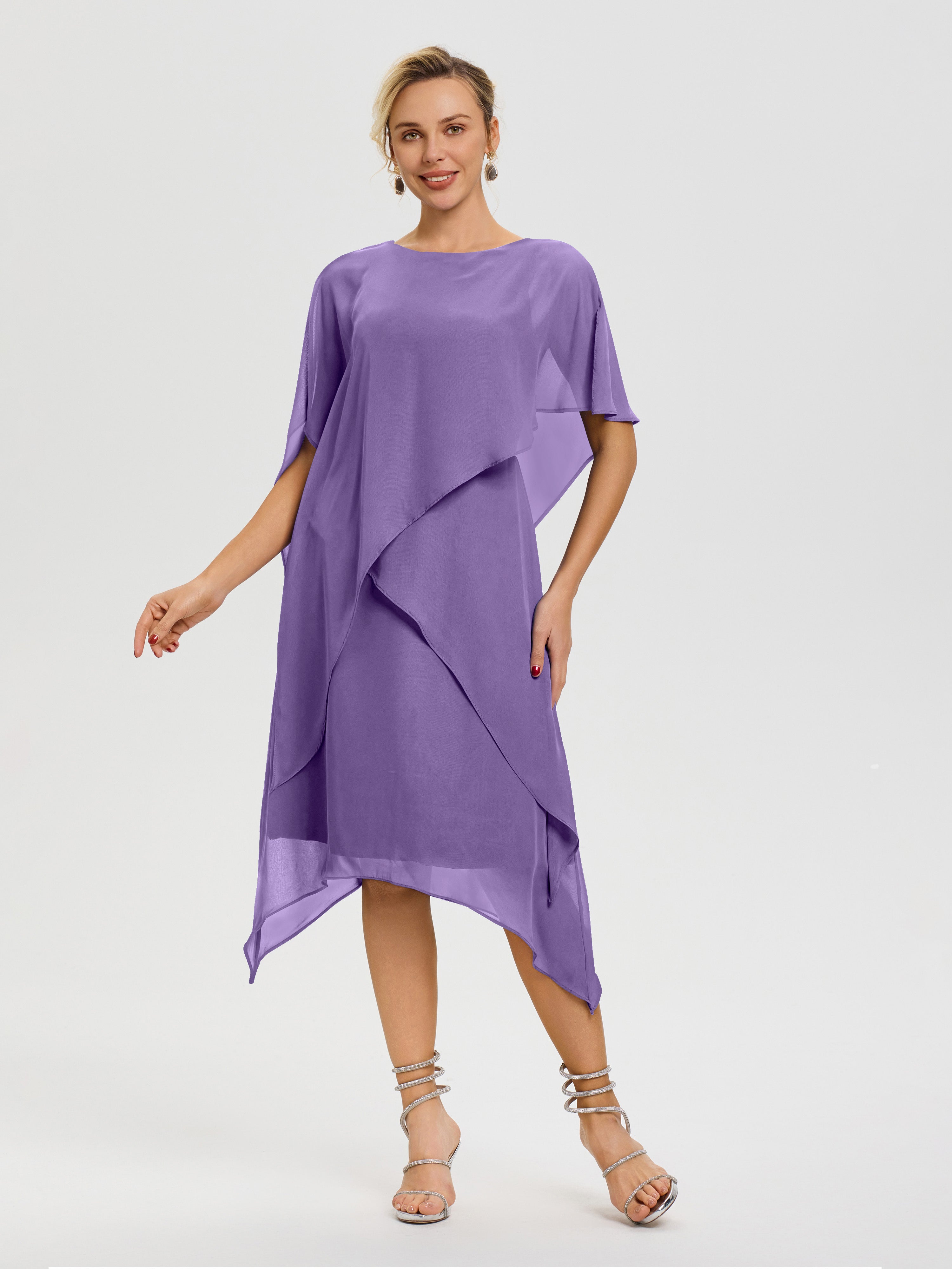 Robe Mère Mariee Tahiti Col Rond Mousseline Asymétrique Robe Mère Du Marié