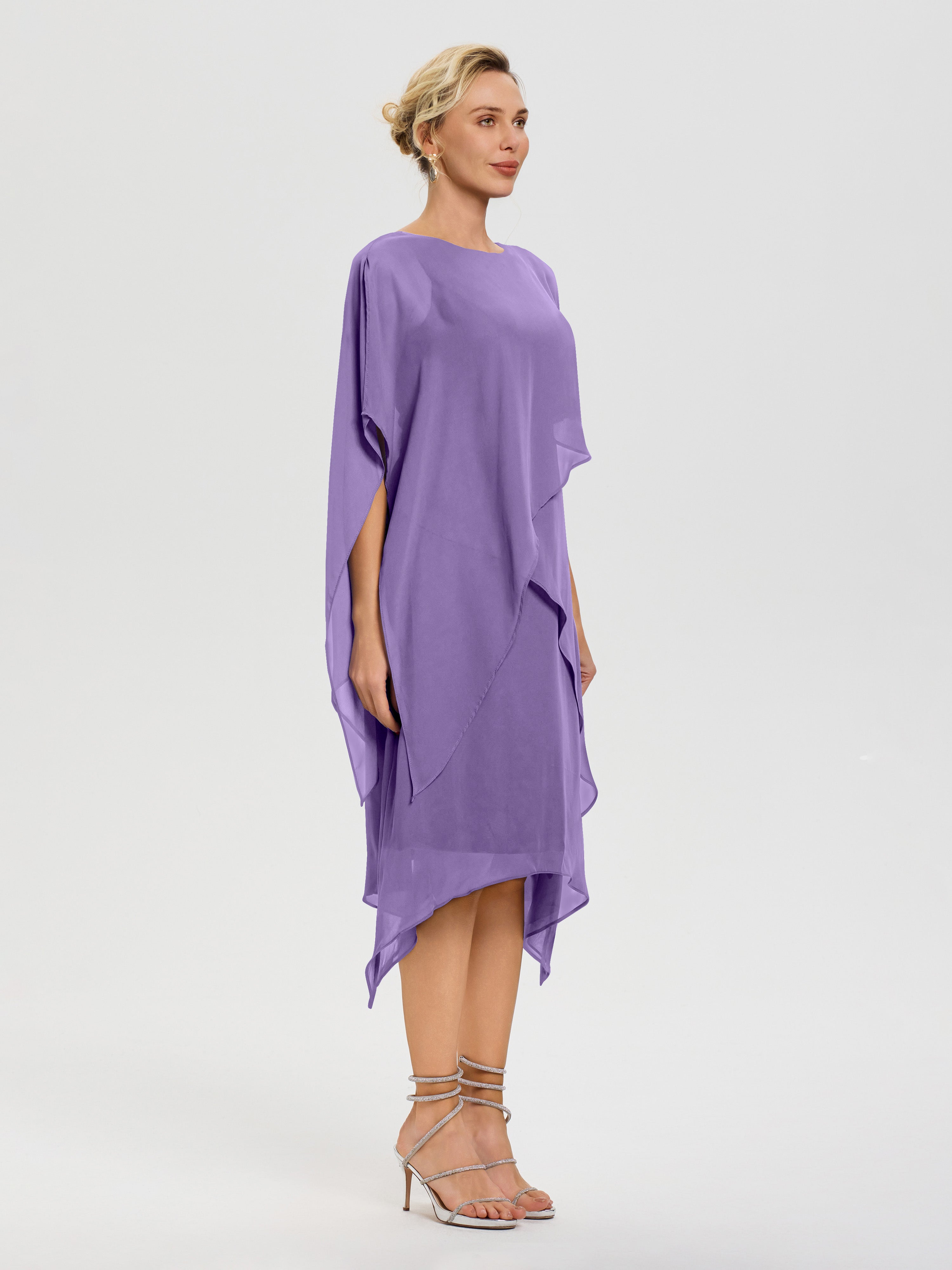 Robe Mère Mariee Tahiti Col Rond Mousseline Asymétrique Robe Mère Du Marié
