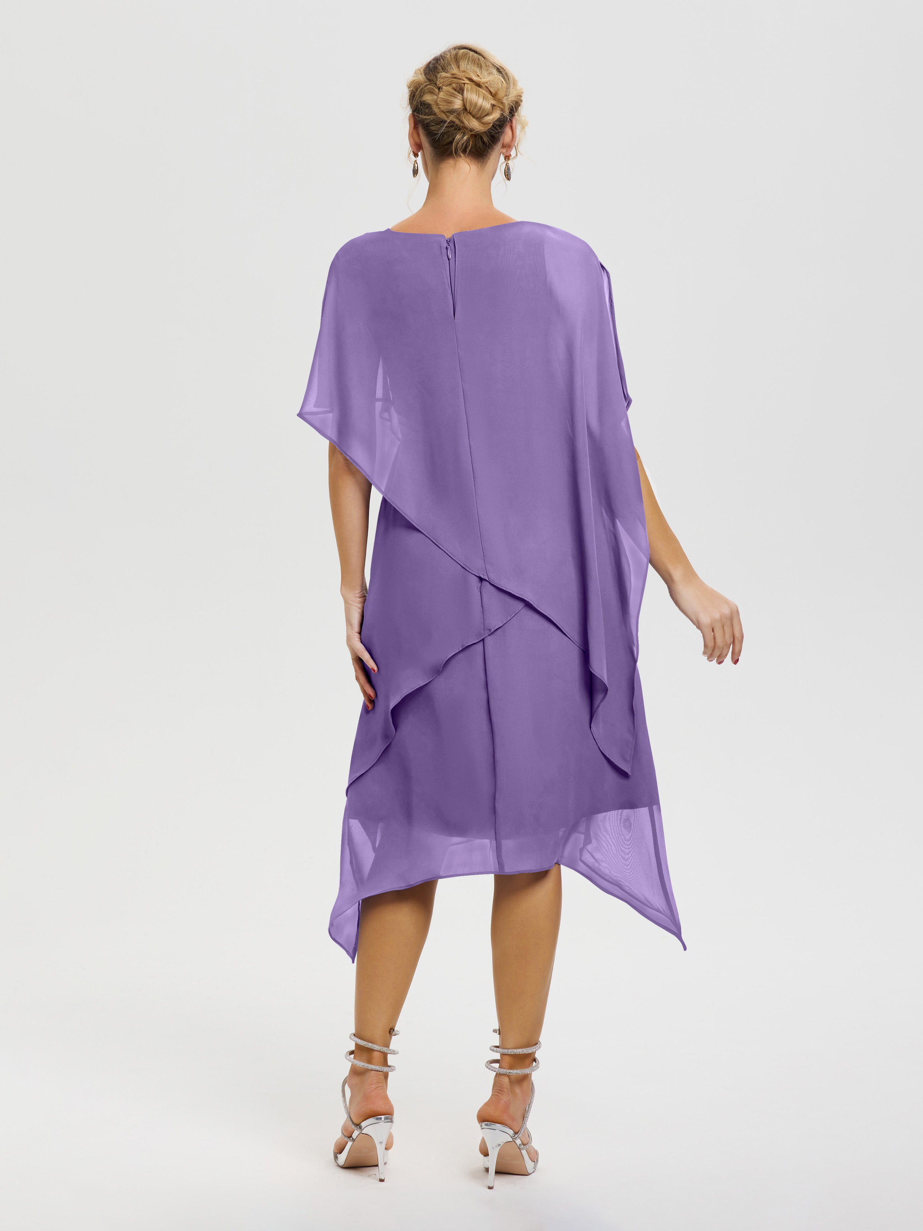 Robe Mère Mariee Tahiti Col Rond Mousseline Asymétrique Robe Mère Du Marié