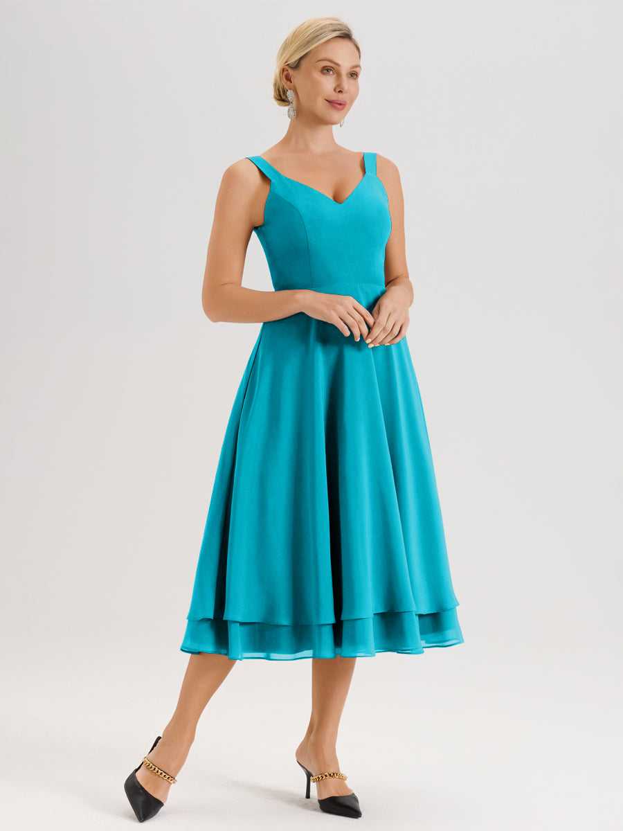 Cicinia Jade Ensemble 2 Pièces Élégant Pour Mère De La Mariée Mi-Longue À Décolleté En V En Mousseline Et Dentelle