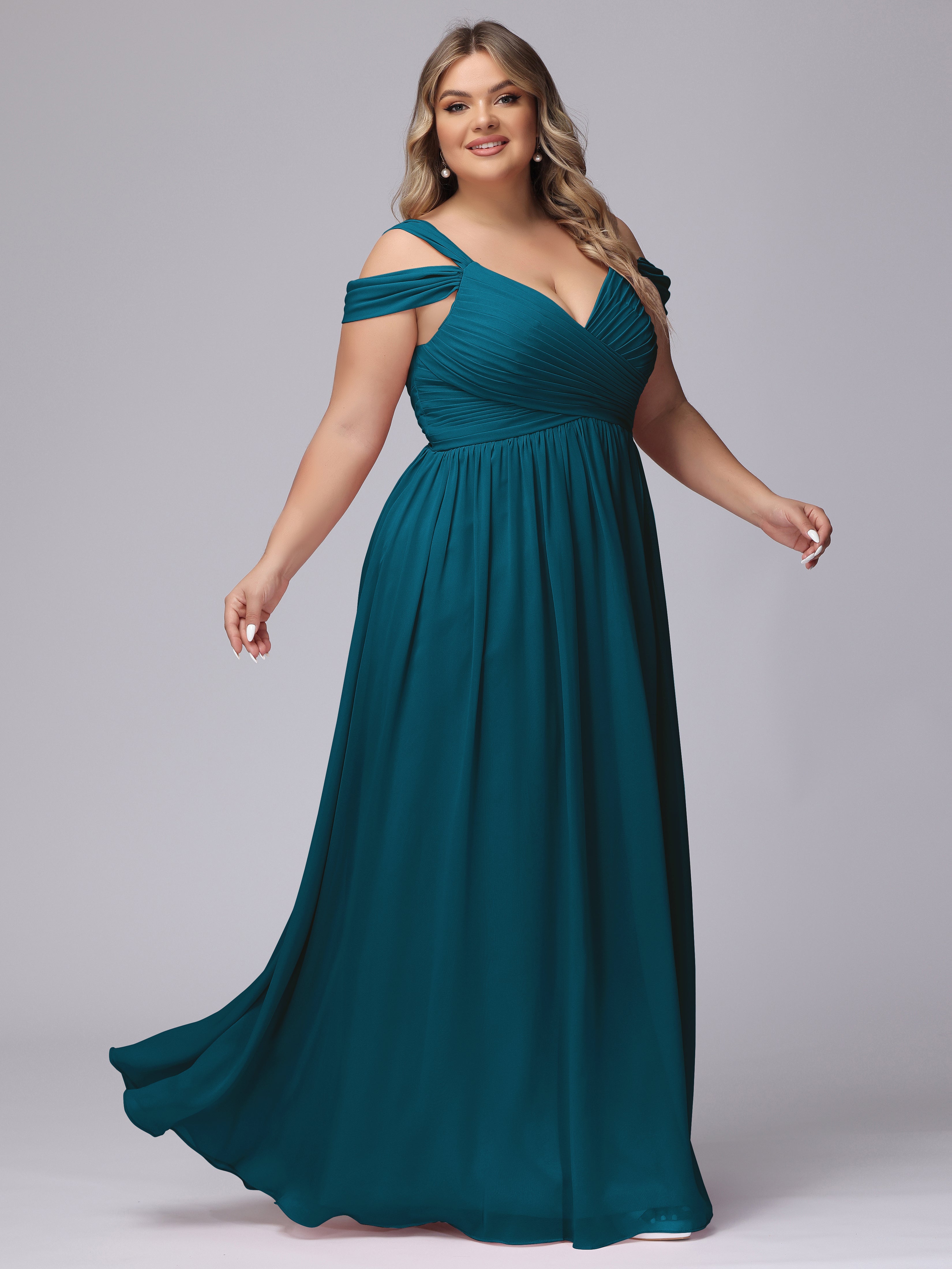 Robes De Demoiselle D'Honneur Bleu Encre Fendue Col V Dos En V Mousseline Robes Demoiselle D'Honneur Grande Taille