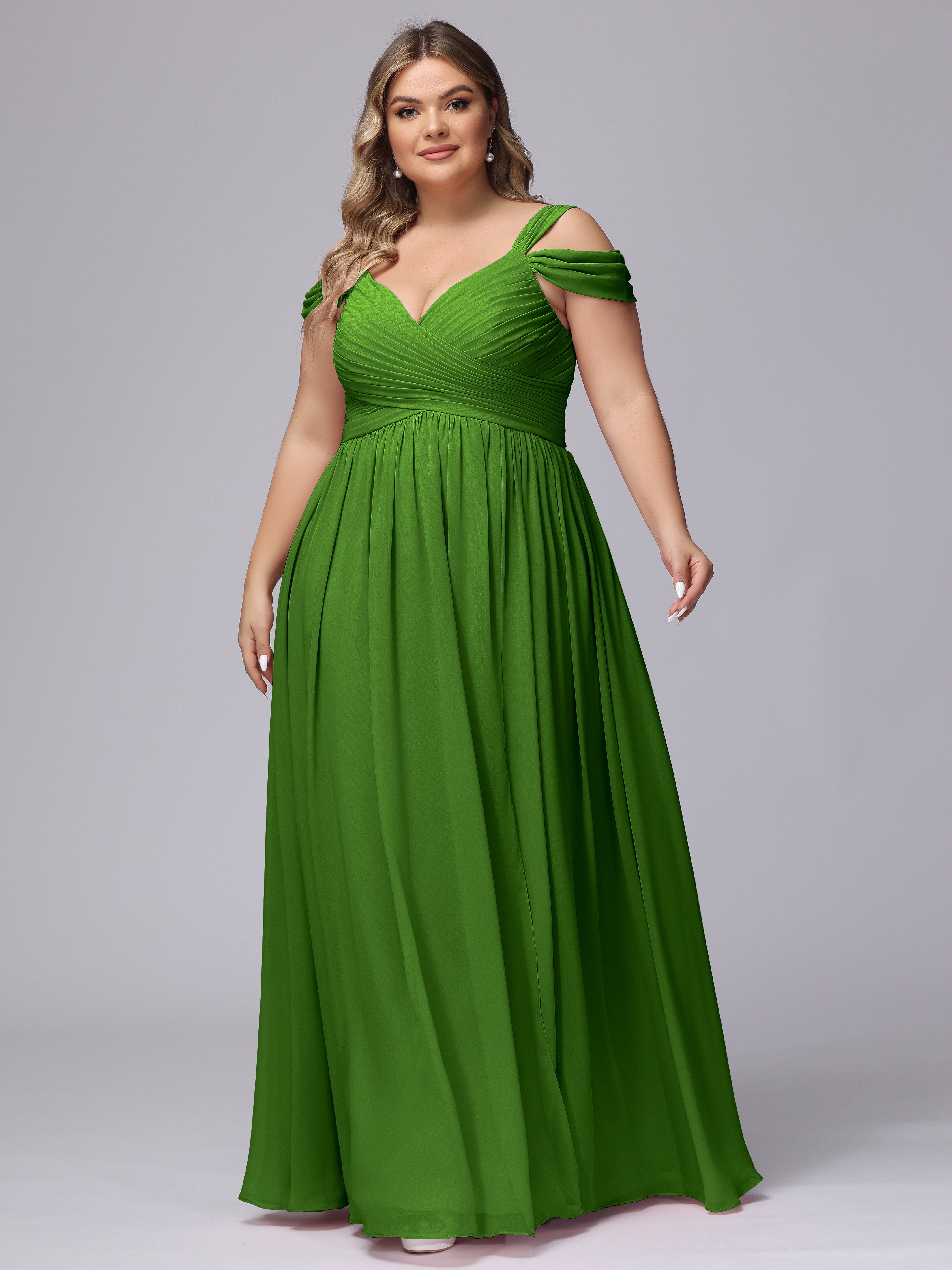 Robes De Demoiselle D'Honneur Mousse Fendue Col V Dos En V Mousseline Robes Demoiselle D'Honneur Grande Taille