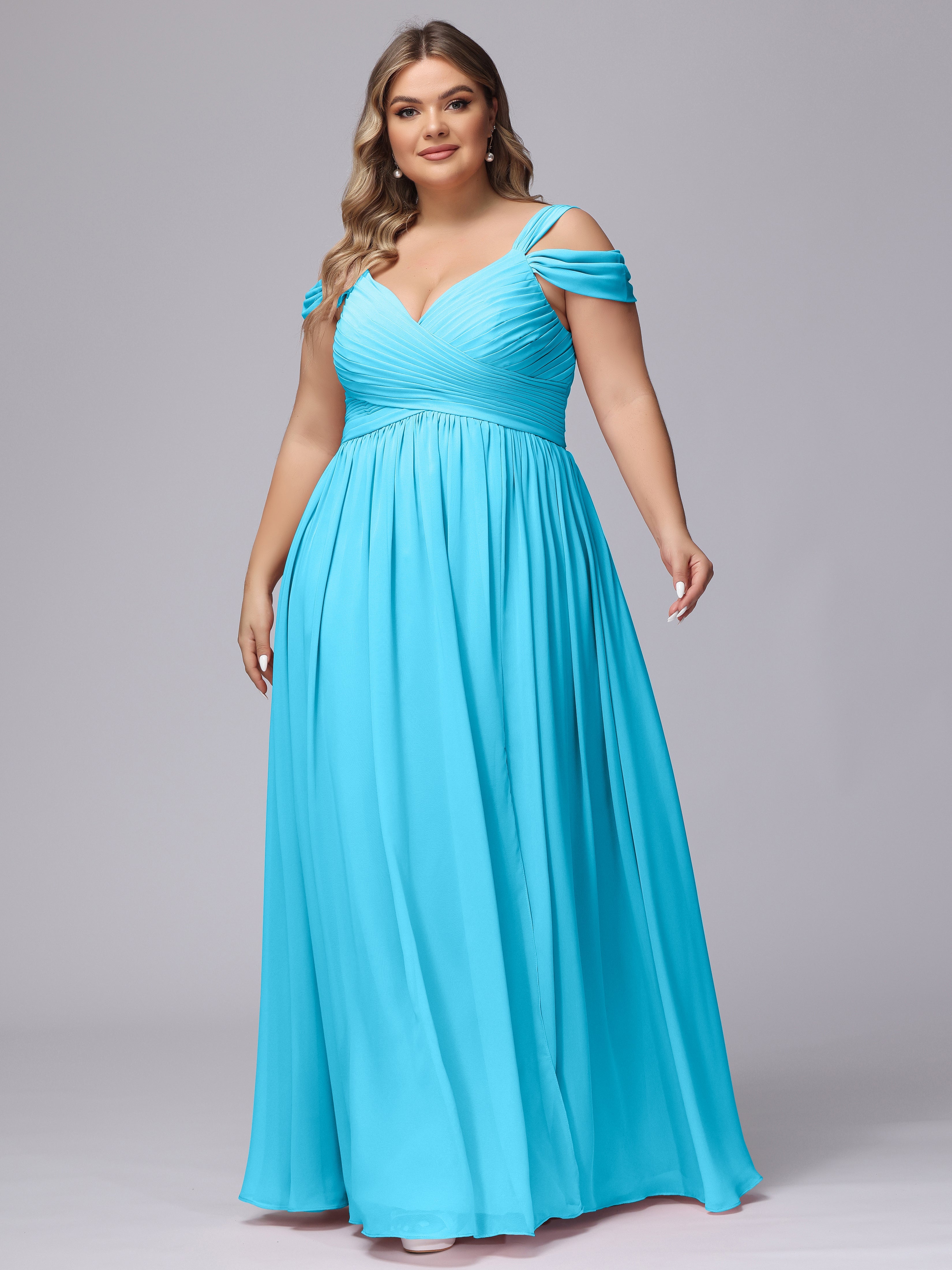 Robe De Demoiselle D'Honneur En Piscine Fendue Col V Dos En V Mousseline Robes Demoiselle D'Honneur Grande Taille