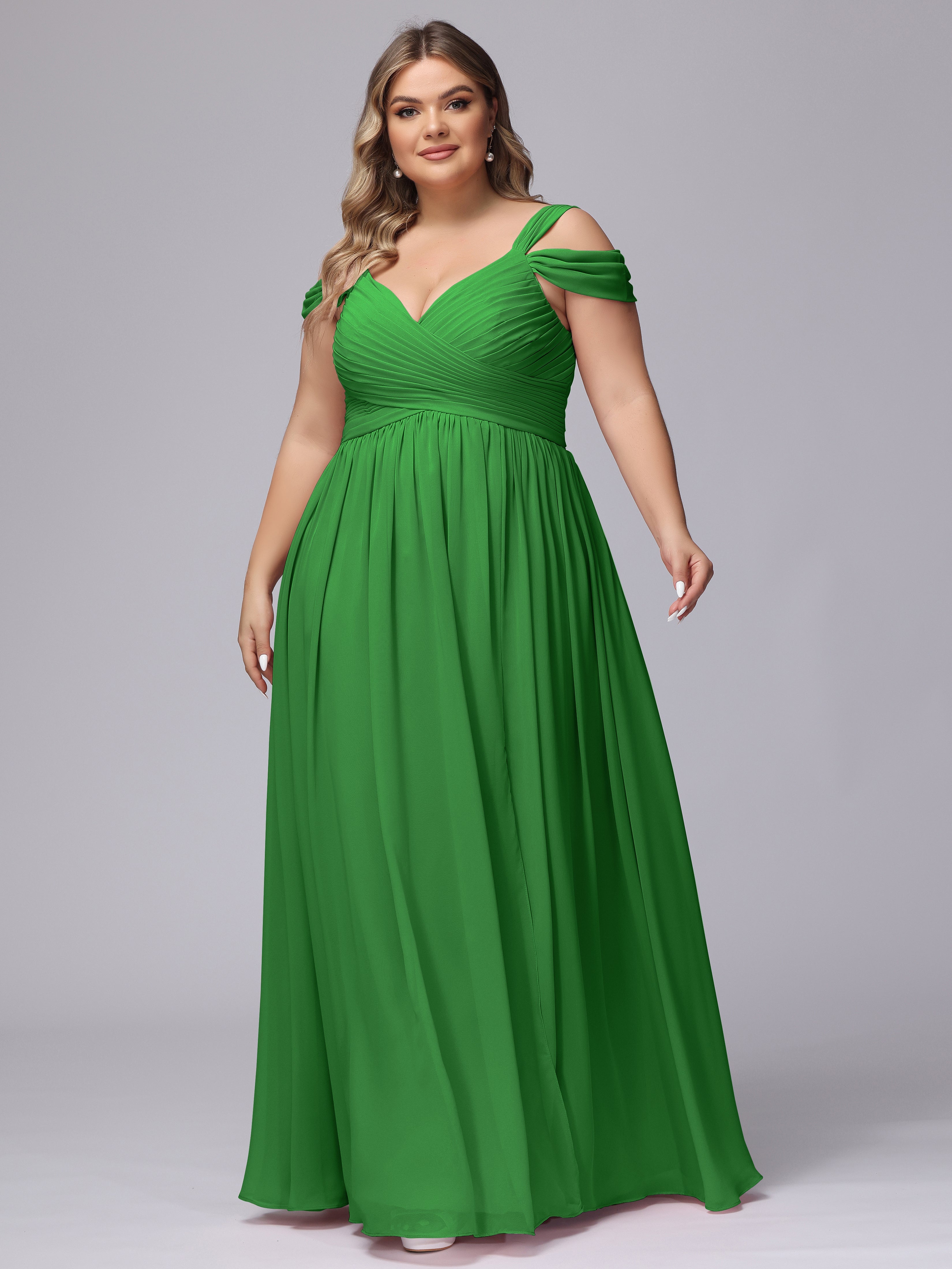 Demoiselle D Honneur Vert Fendue Col V Dos En V Mousseline Robes Demoiselle D'Honneur Grande Taille