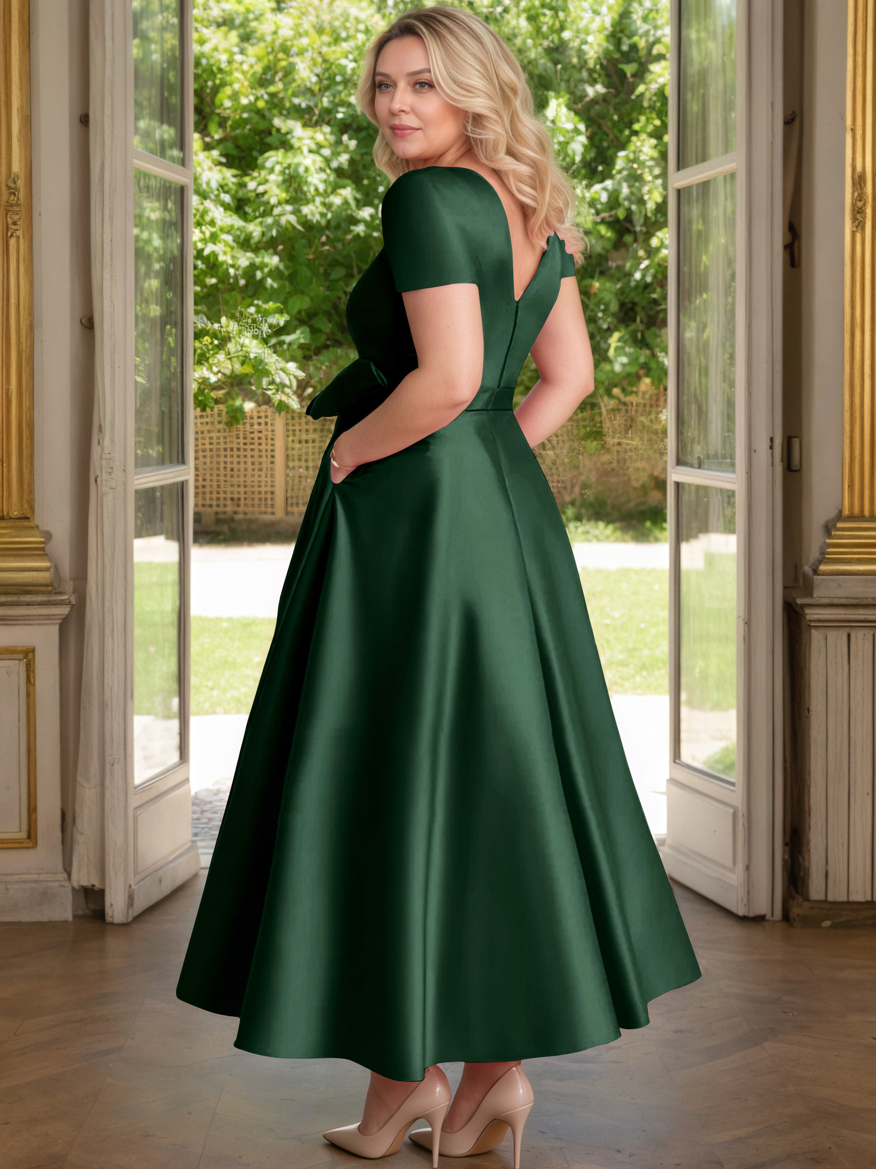 Cicinia Vert Chasseur Cicinia Robe Grande Taille Mère De La Mariée Longue A-Line En Satin Perlé Décolleté En V Longueur Cheville