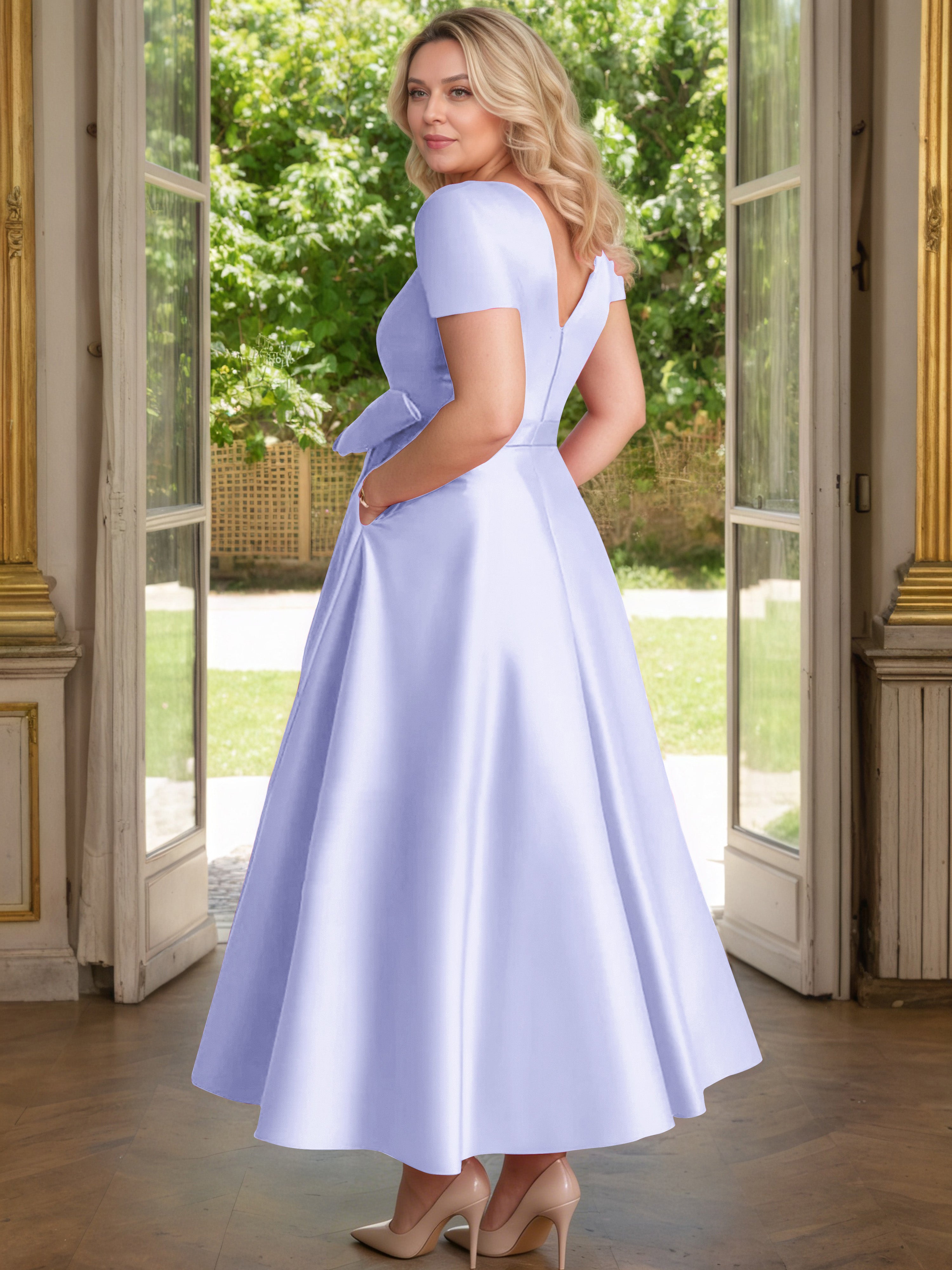 Cicinia Lavande Cicinia Robe Grande Taille Mère De La Mariée Longue A-Line En Satin Perlé Décolleté En V Longueur Cheville