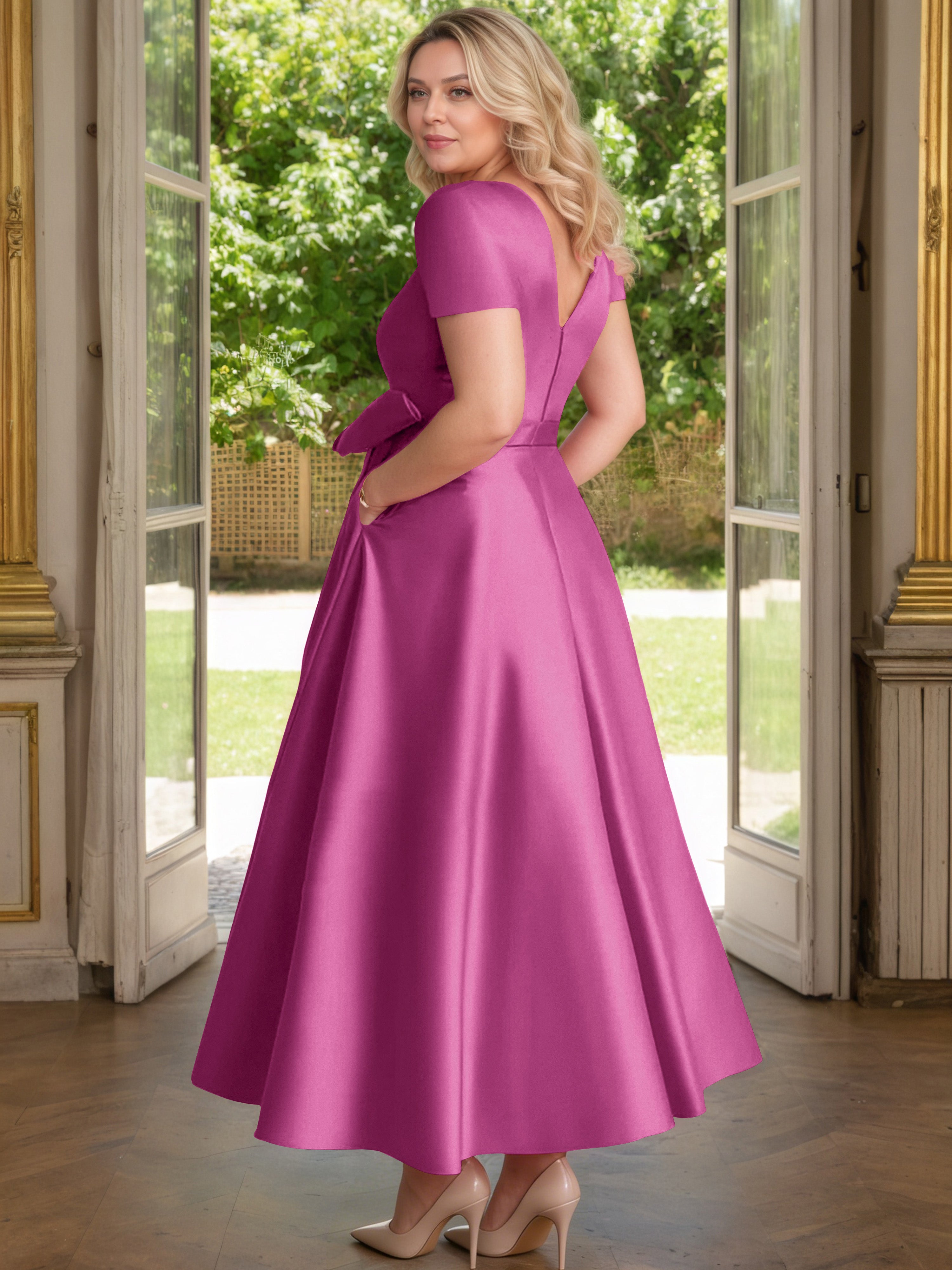 Cicinia Orchidée Cicinia Robe Grande Taille Mère De La Mariée Longue A-Line En Satin Perlé Décolleté En V Longueur Cheville