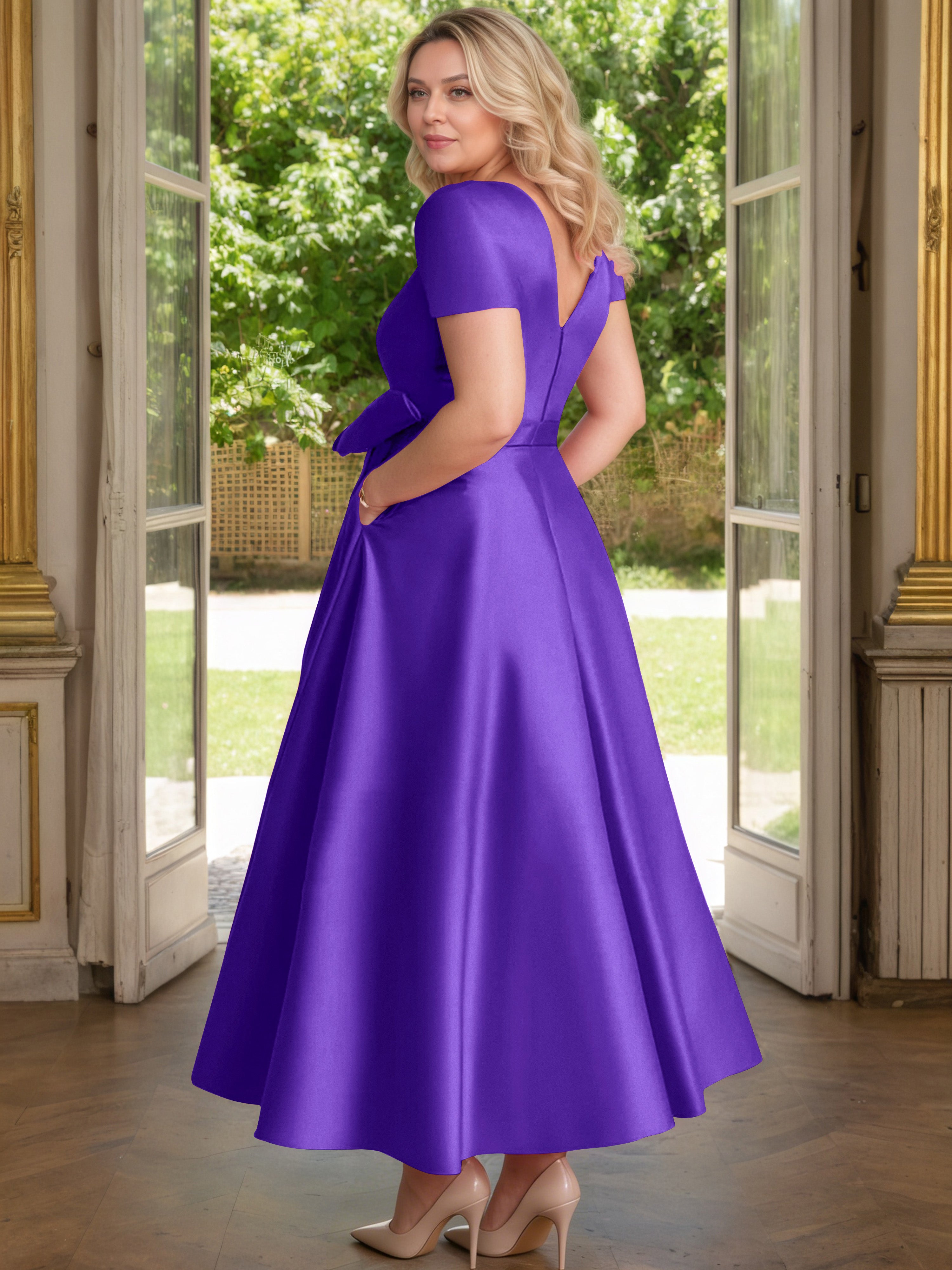 Cicinia Régence Cicinia Robe Grande Taille Mère De La Mariée Longue A-Line En Satin Perlé Décolleté En V Longueur Cheville