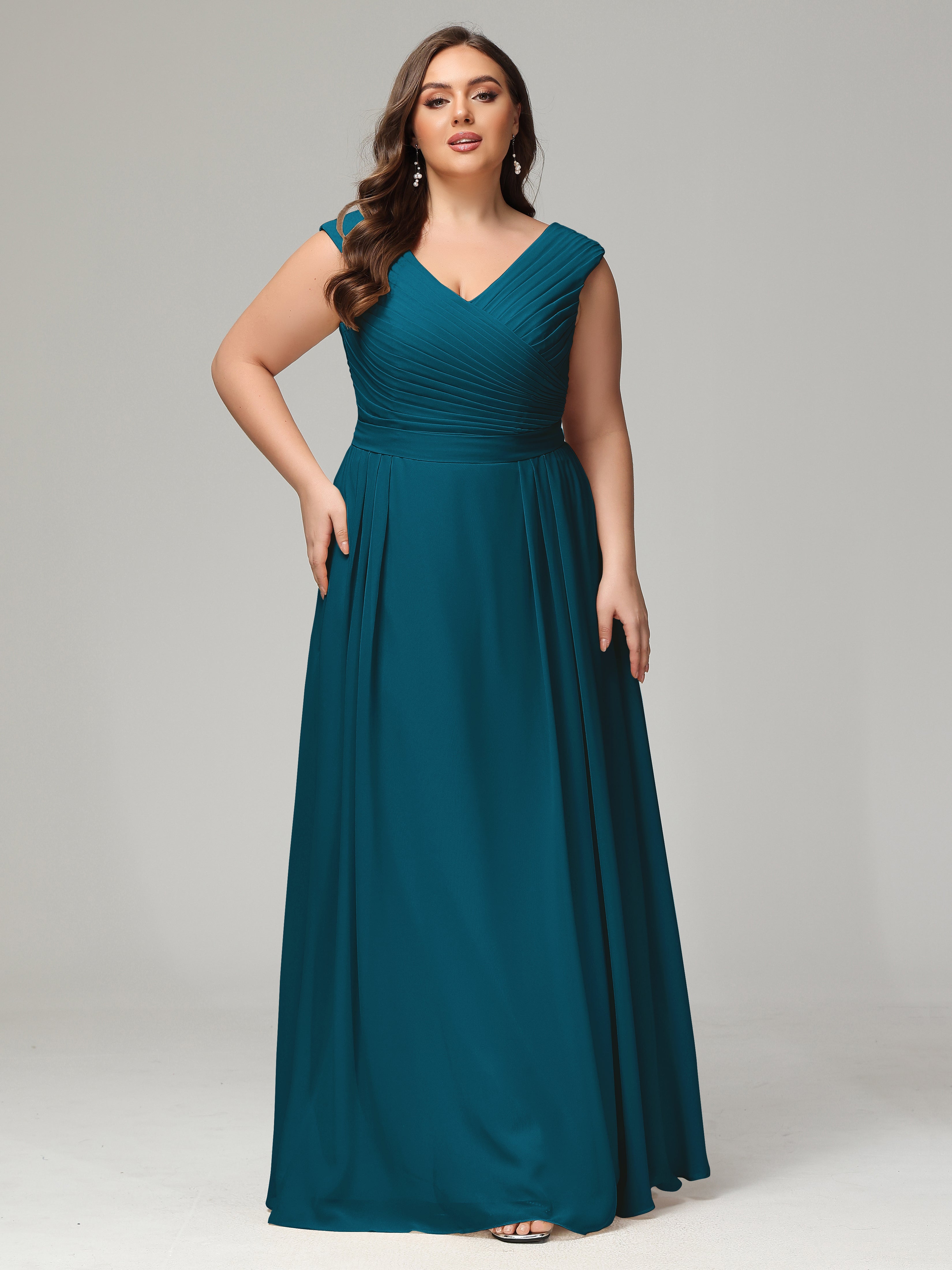 Robe De Demoiselle D'Honneur Bleu Encre Dos En V Mousseline Robe De Demoiselle D'Honneur Grande Taille