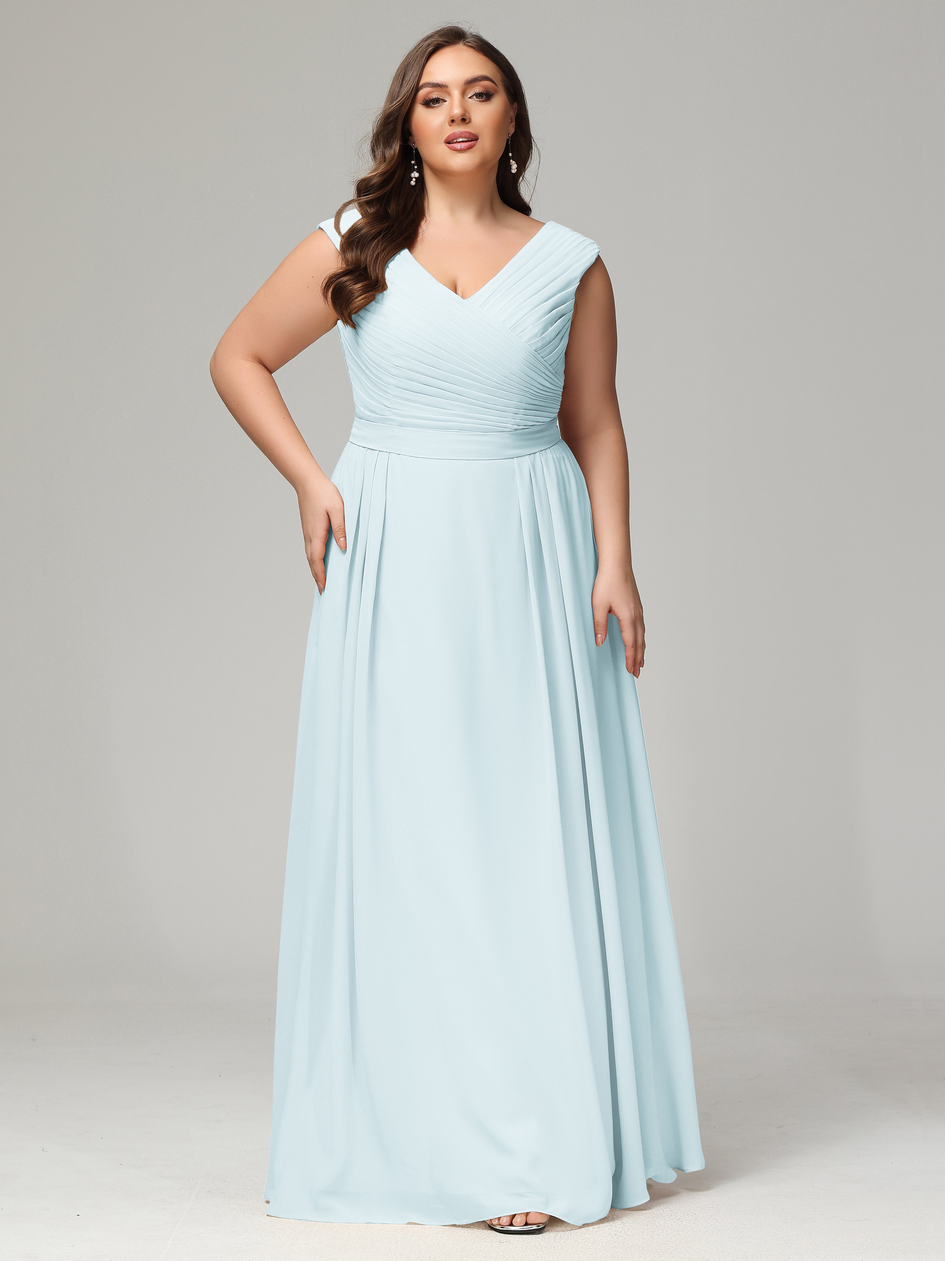 Robe De Demoiselle D'Honneur Brume Dos En V Mousseline Robe De Demoiselle D'Honneur Grande Taille