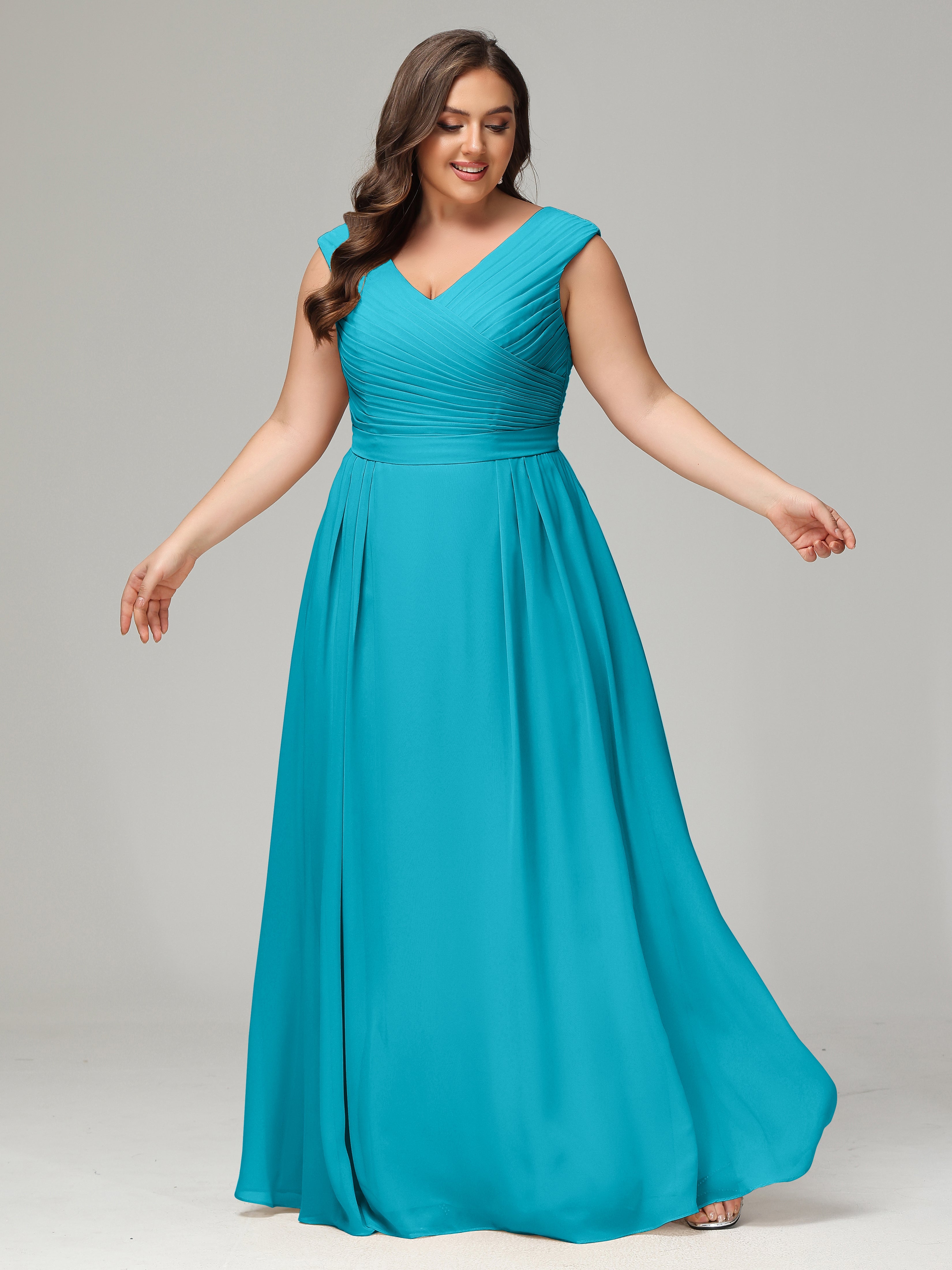 Robes De Demoiselle D'Honneur Vert Jade Dos En V Mousseline Robe De Demoiselle D'Honneur Grande Taille