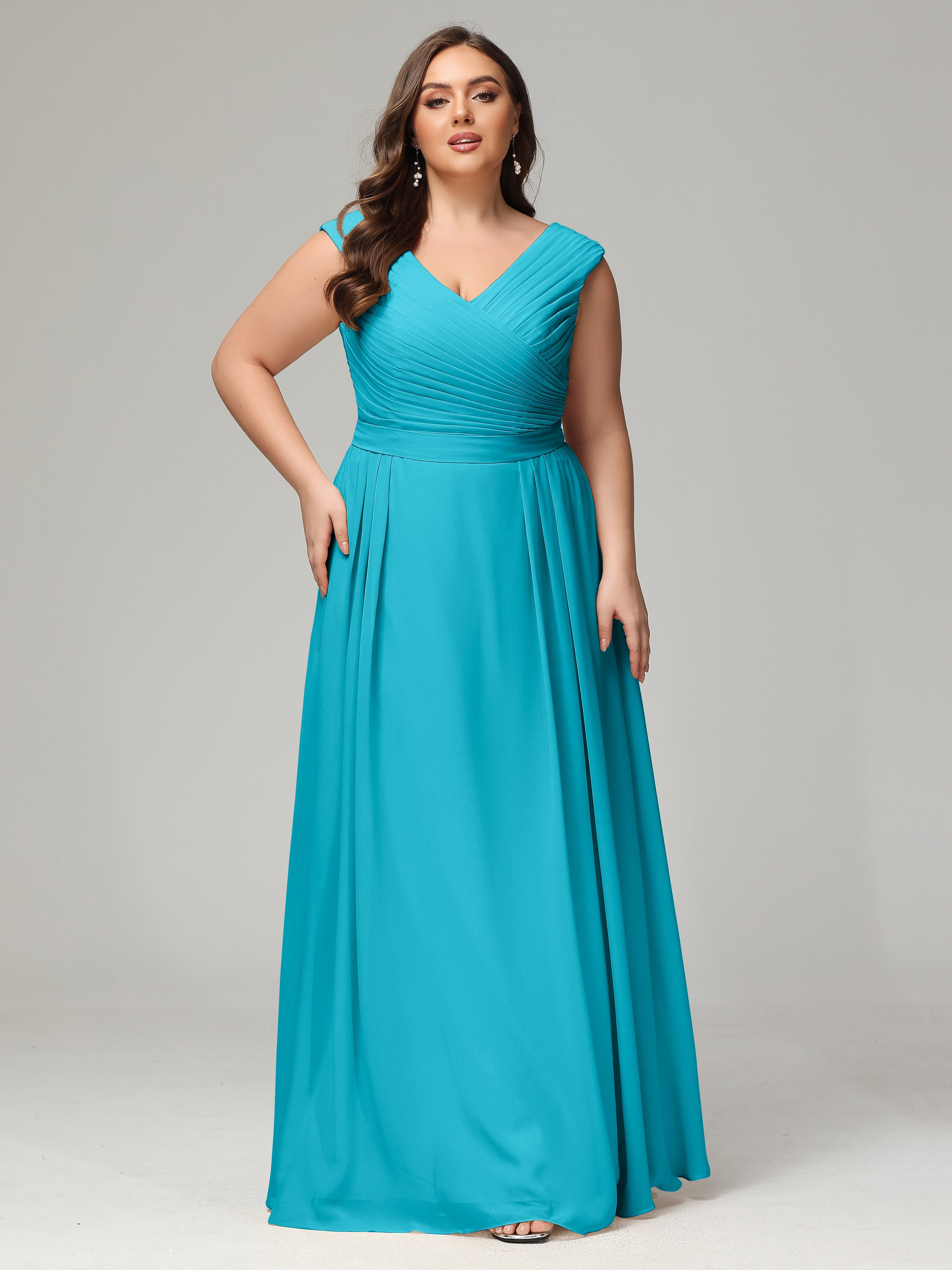 Robes De Demoiselle D'Honneur Vert Jade Dos En V Mousseline Robe De Demoiselle D'Honneur Grande Taille