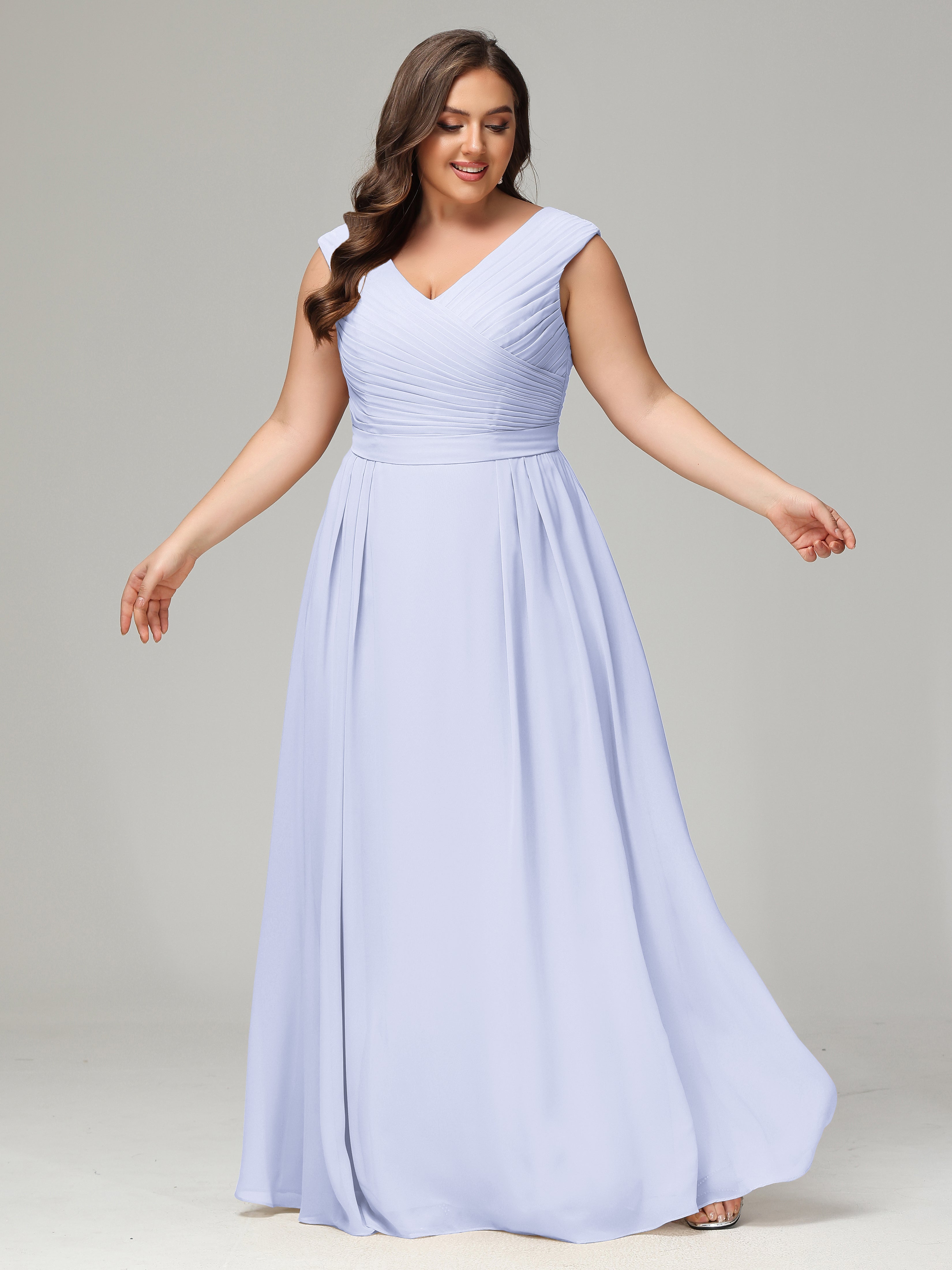 Robes De Demoiselle D'Honneur Lavande Dos En V Mousseline Robe De Demoiselle D'Honneur Grande Taille