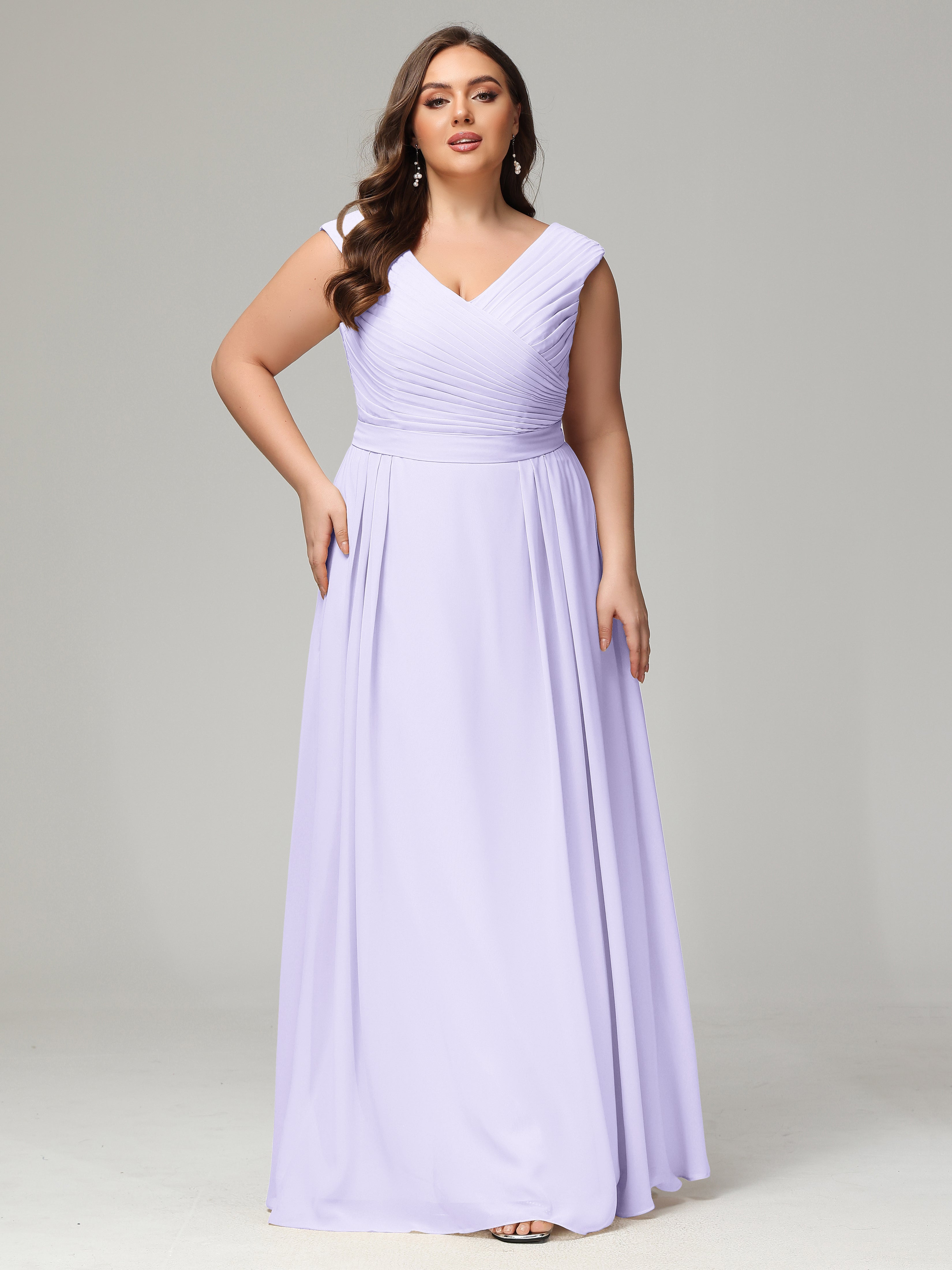 Robes De Demoiselle D'Honneur Lilas Dos En V Mousseline Robe De Demoiselle D'Honneur Grande Taille