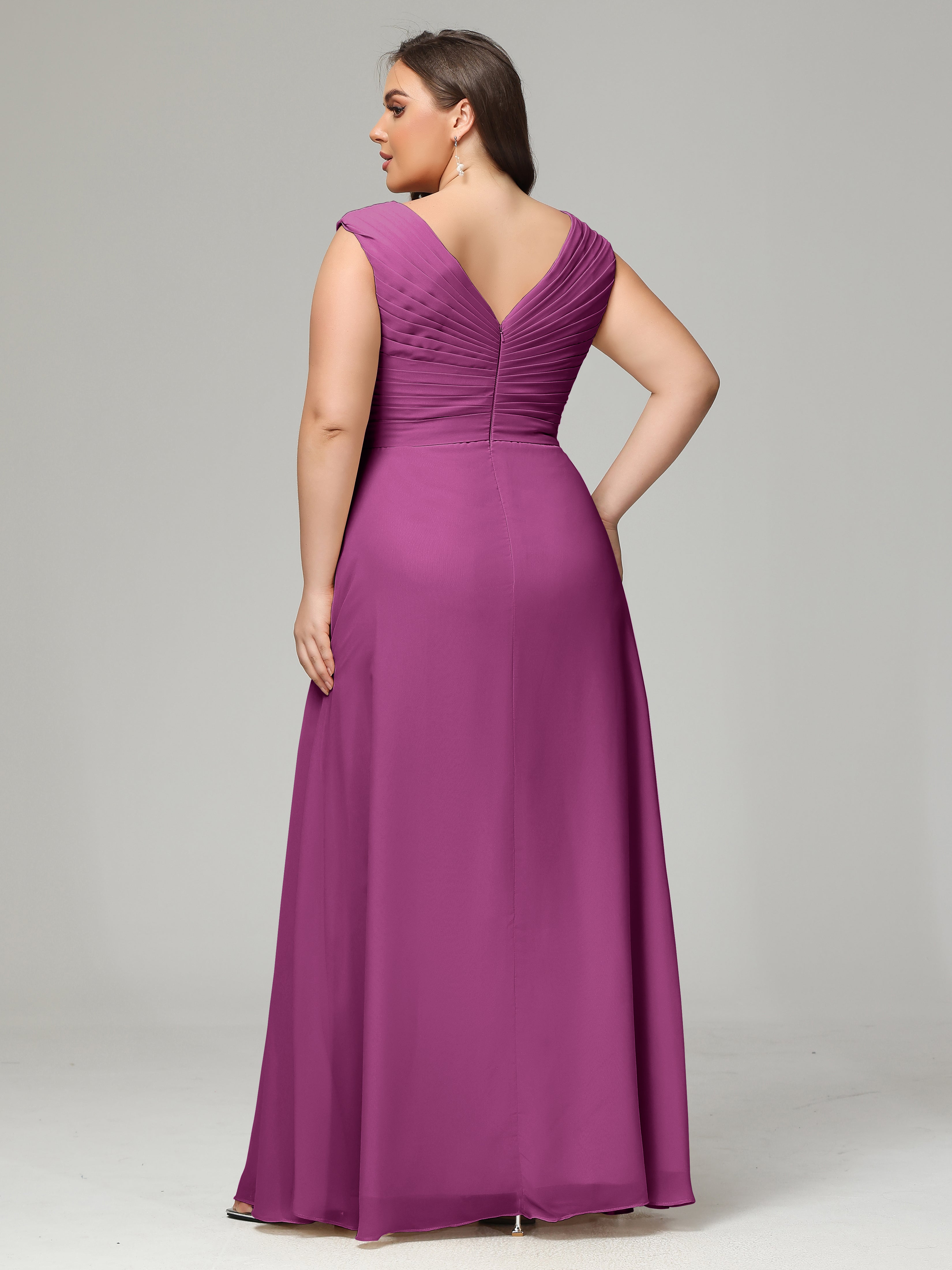Robes De Demoiselle D'Honneur Orchidée Dos En V Mousseline Robe De Demoiselle D'Honneur Grande Taille