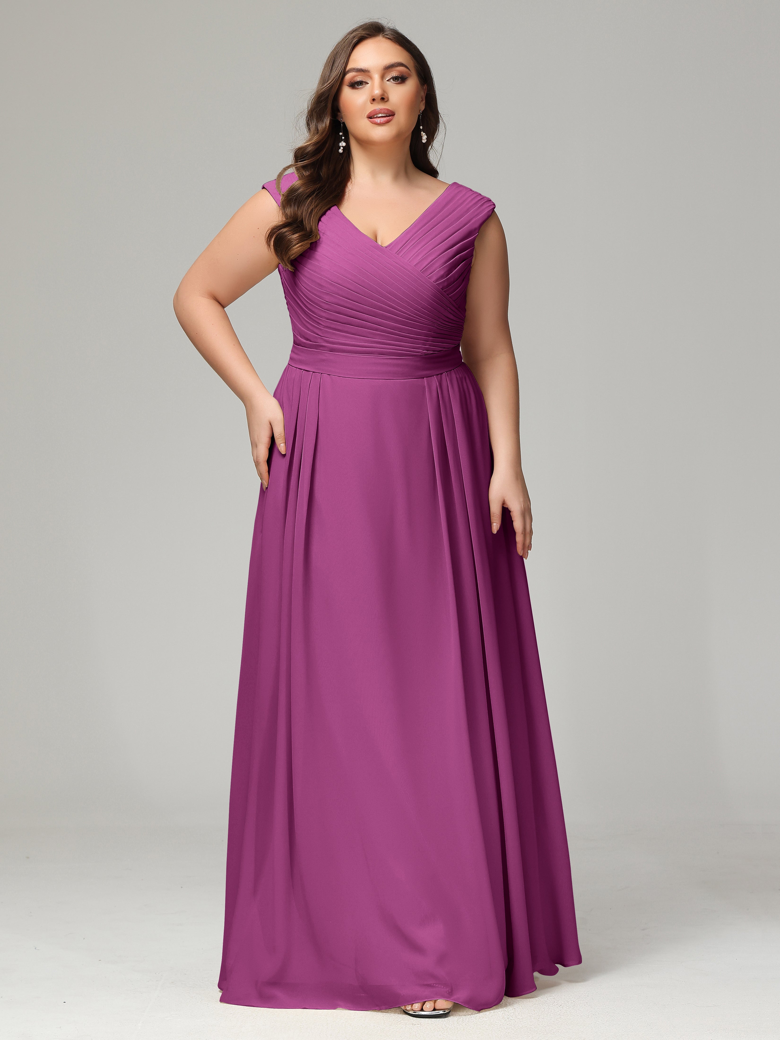 Robes De Demoiselle D'Honneur Orchidée Dos En V Mousseline Robe De Demoiselle D'Honneur Grande Taille