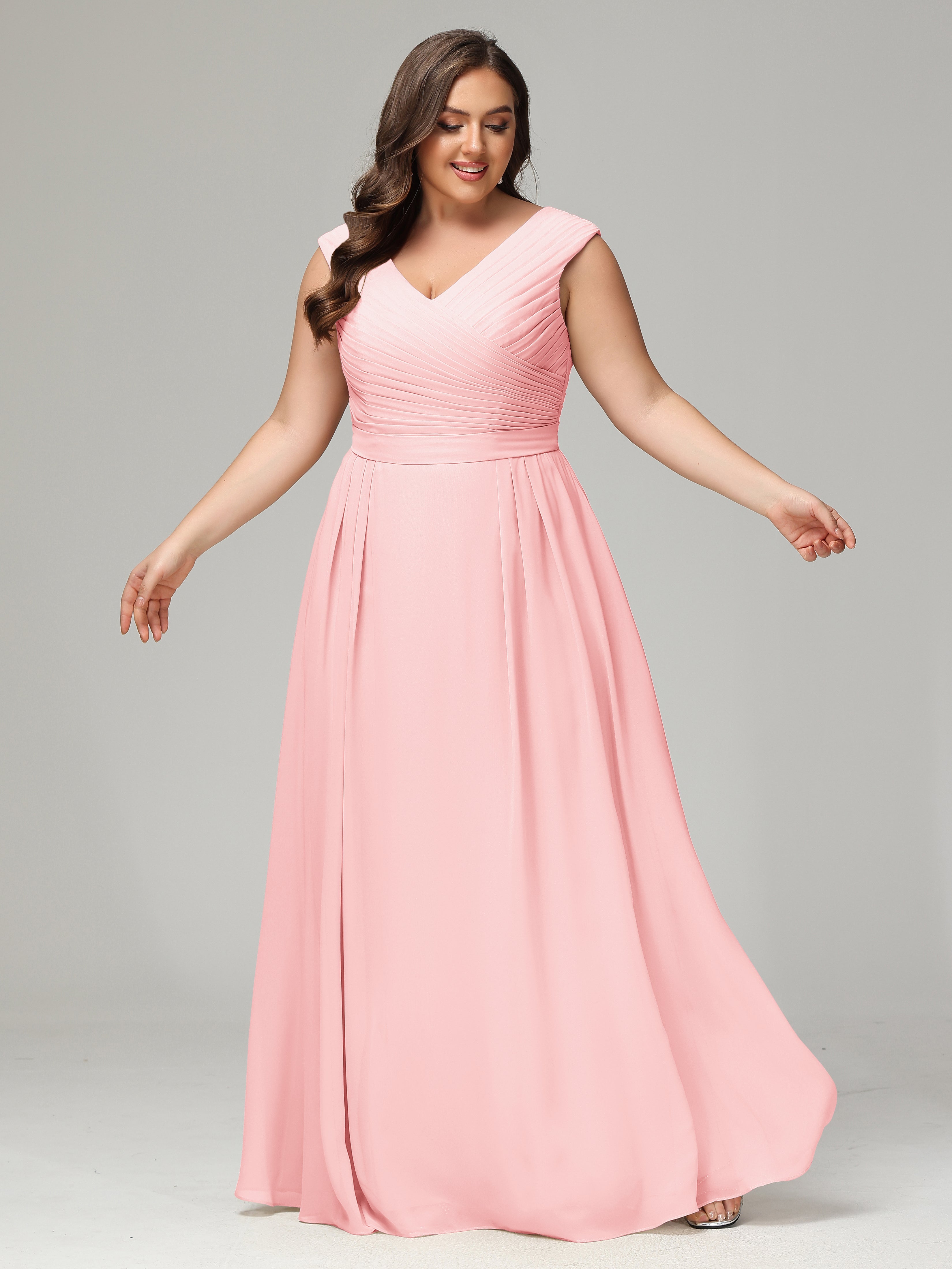 Robe Demoiselle D Honneur Rose Dos En V Mousseline Robe De Demoiselle D'Honneur Grande Taille