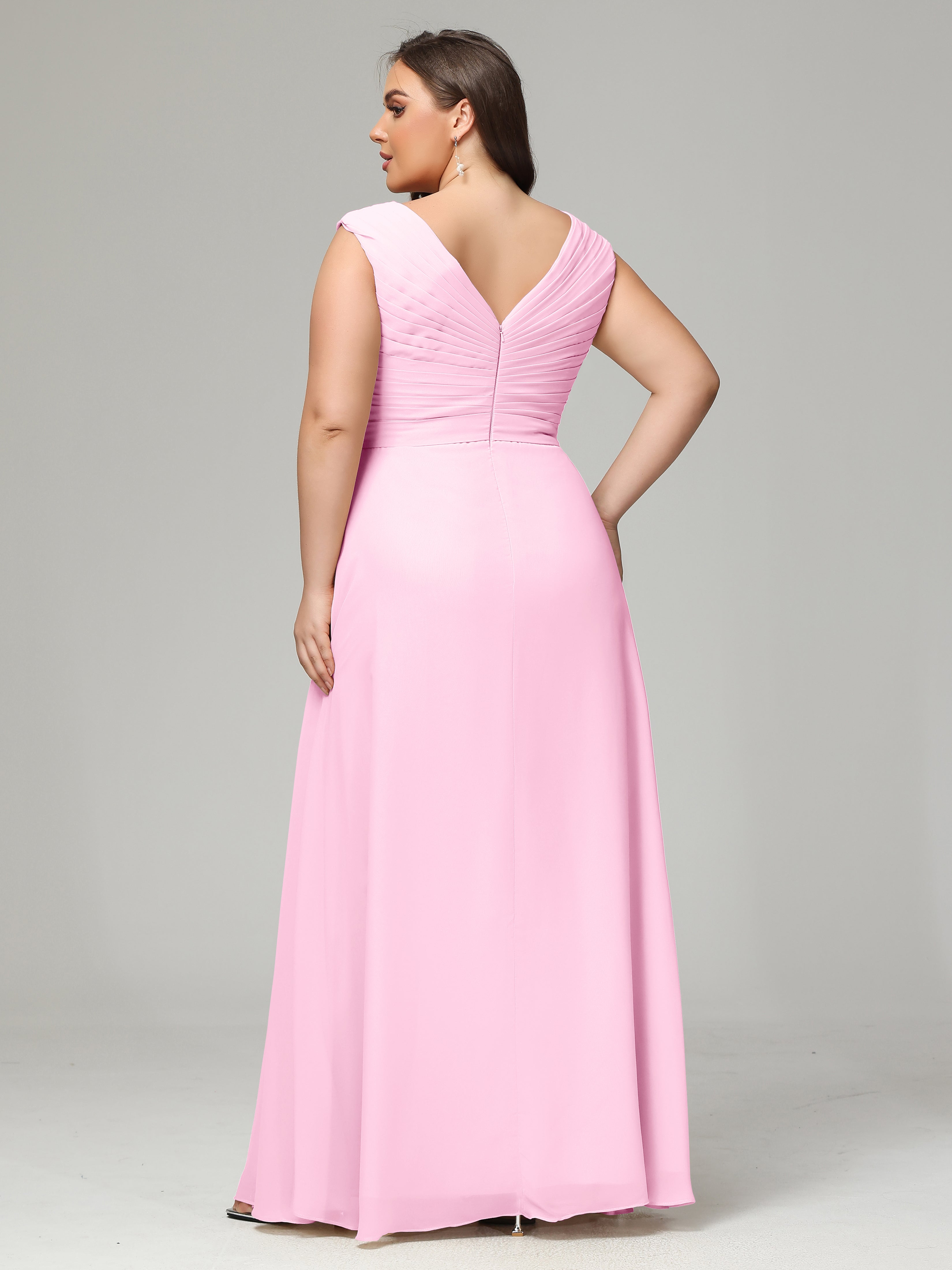 Robes De Demoiselle D'Honneur Rose Bonbon Dos En V Mousseline Robe De Demoiselle D'Honneur Grande Taille