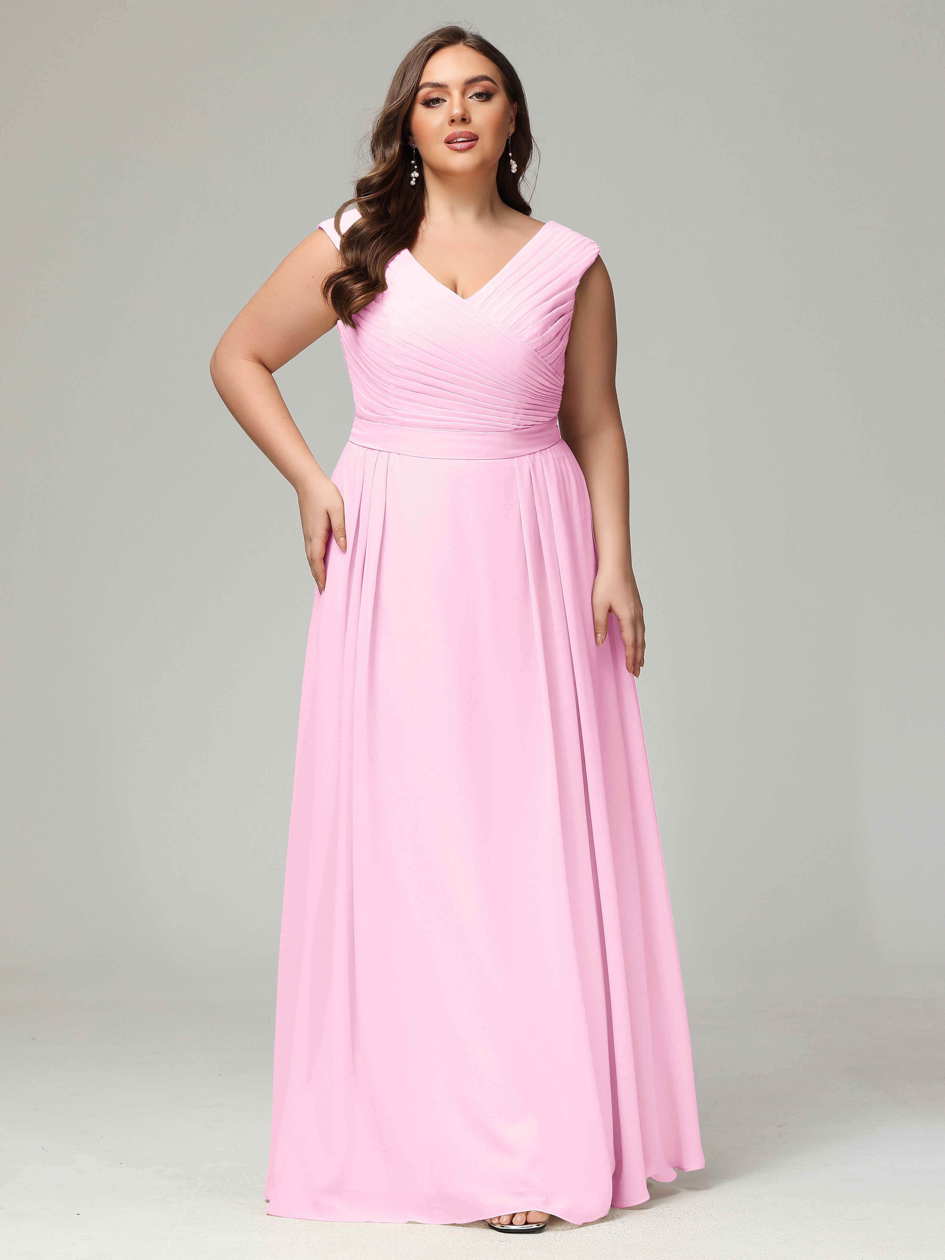 Robes De Demoiselle D'Honneur Rose Bonbon Dos En V Mousseline Robe De Demoiselle D'Honneur Grande Taille
