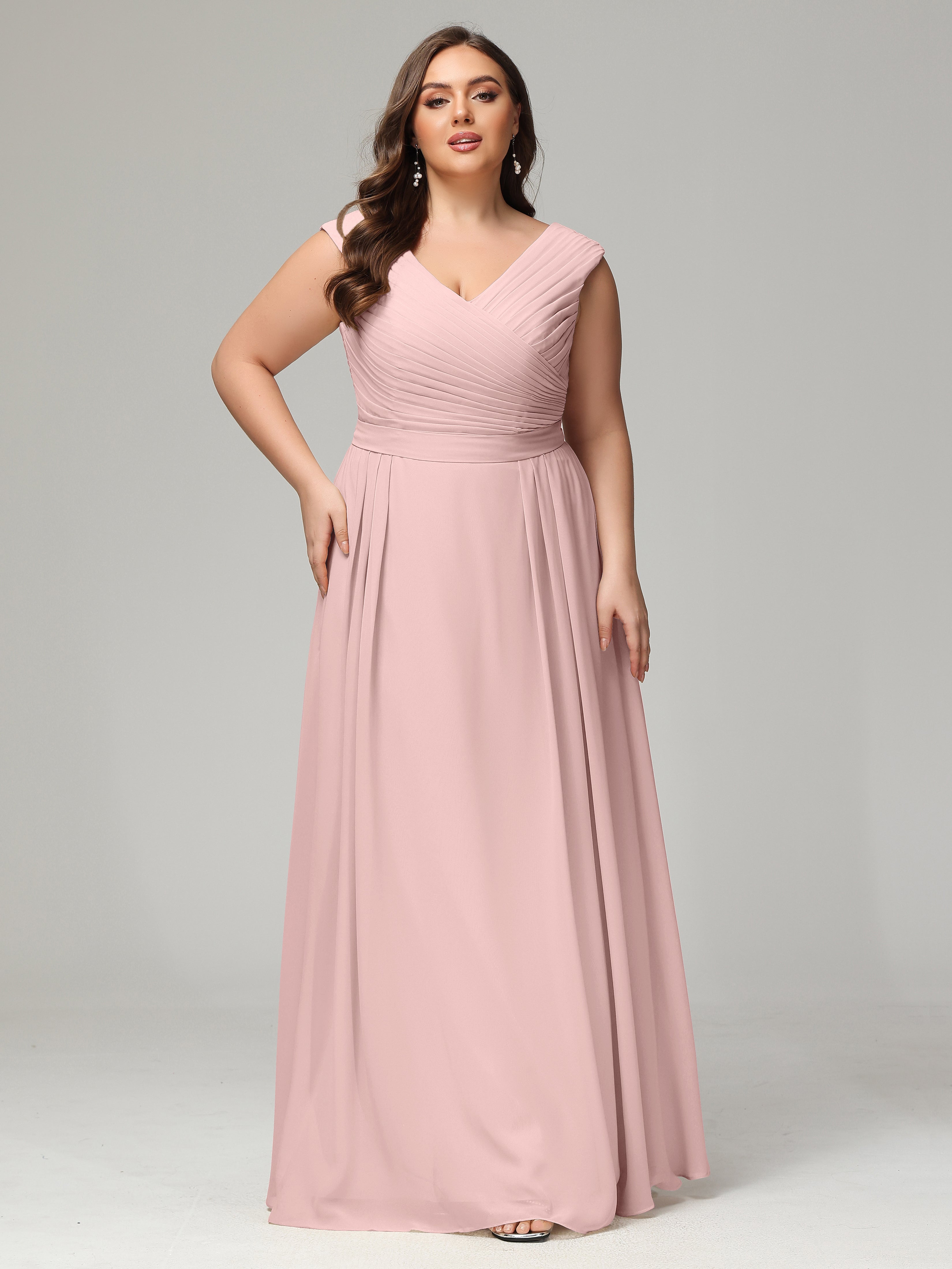Robe De Demoiselle D Honneur Rose Poudrée Dos En V Mousseline Robe De Demoiselle D'Honneur Grande Taille