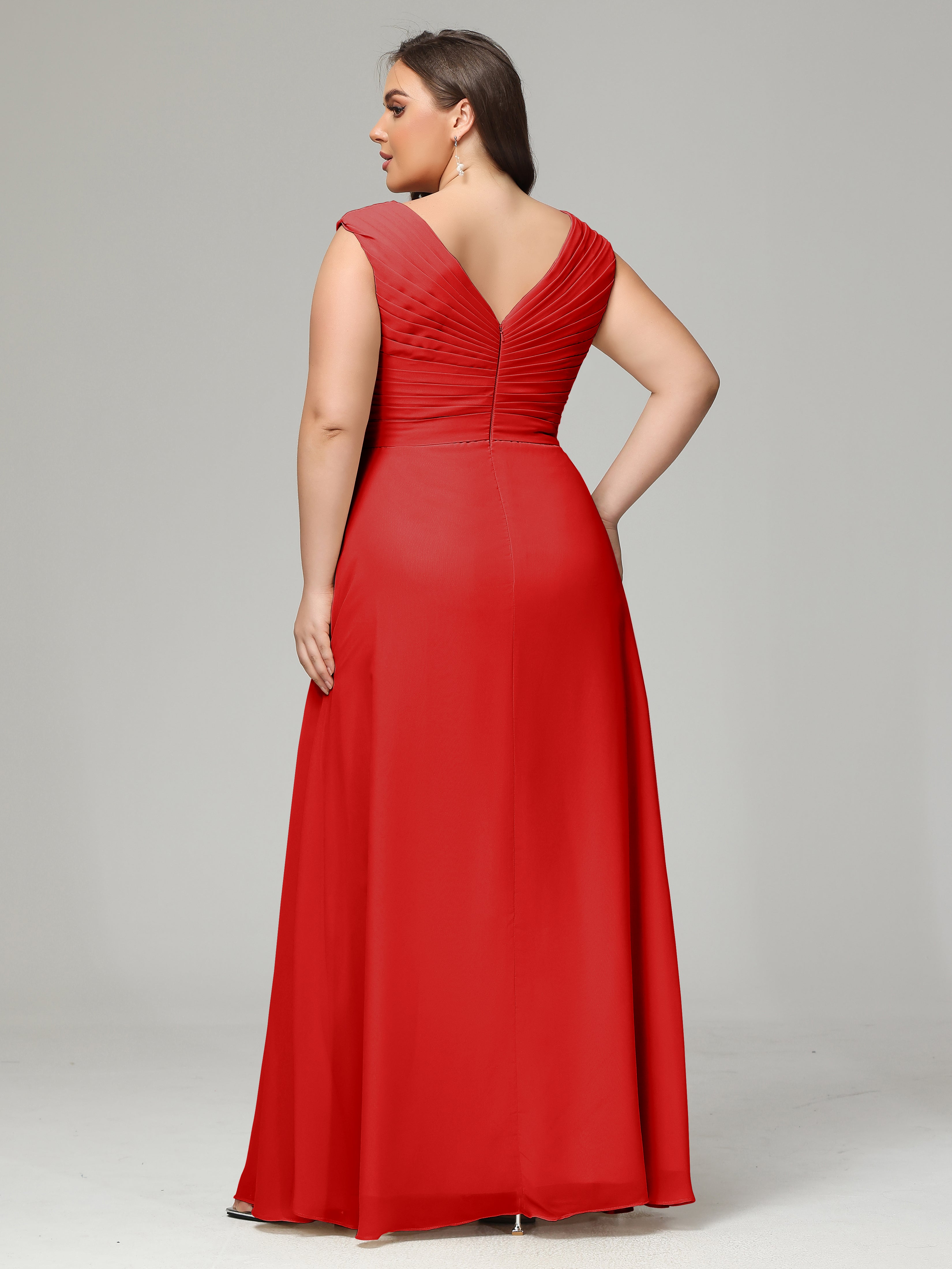 Robe Rouge Mariage Demoiselle D Honneur Dos En V Mousseline Robe De Demoiselle D'Honneur Grande Taille