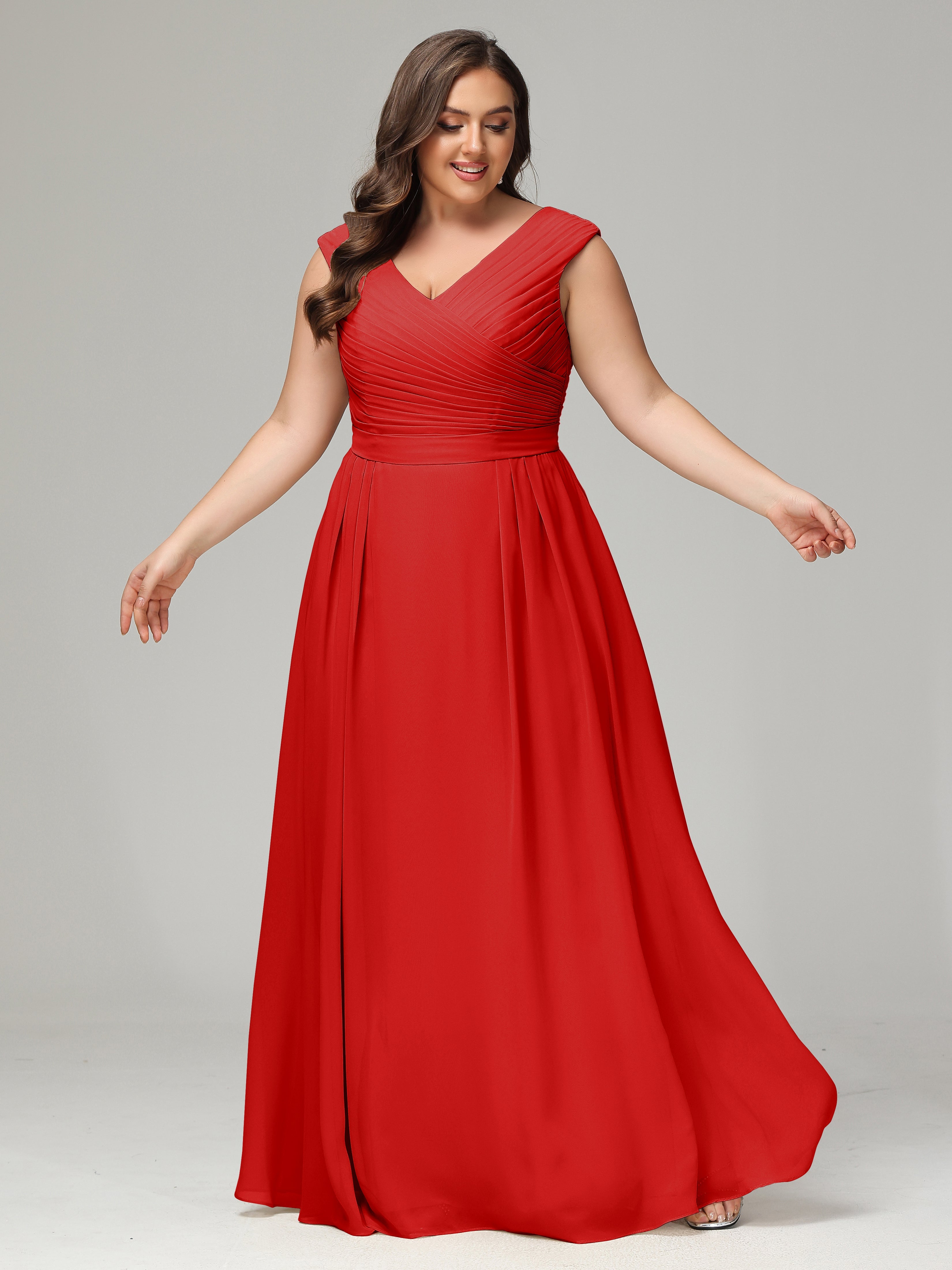 Robe Rouge Mariage Demoiselle D Honneur Dos En V Mousseline Robe De Demoiselle D'Honneur Grande Taille